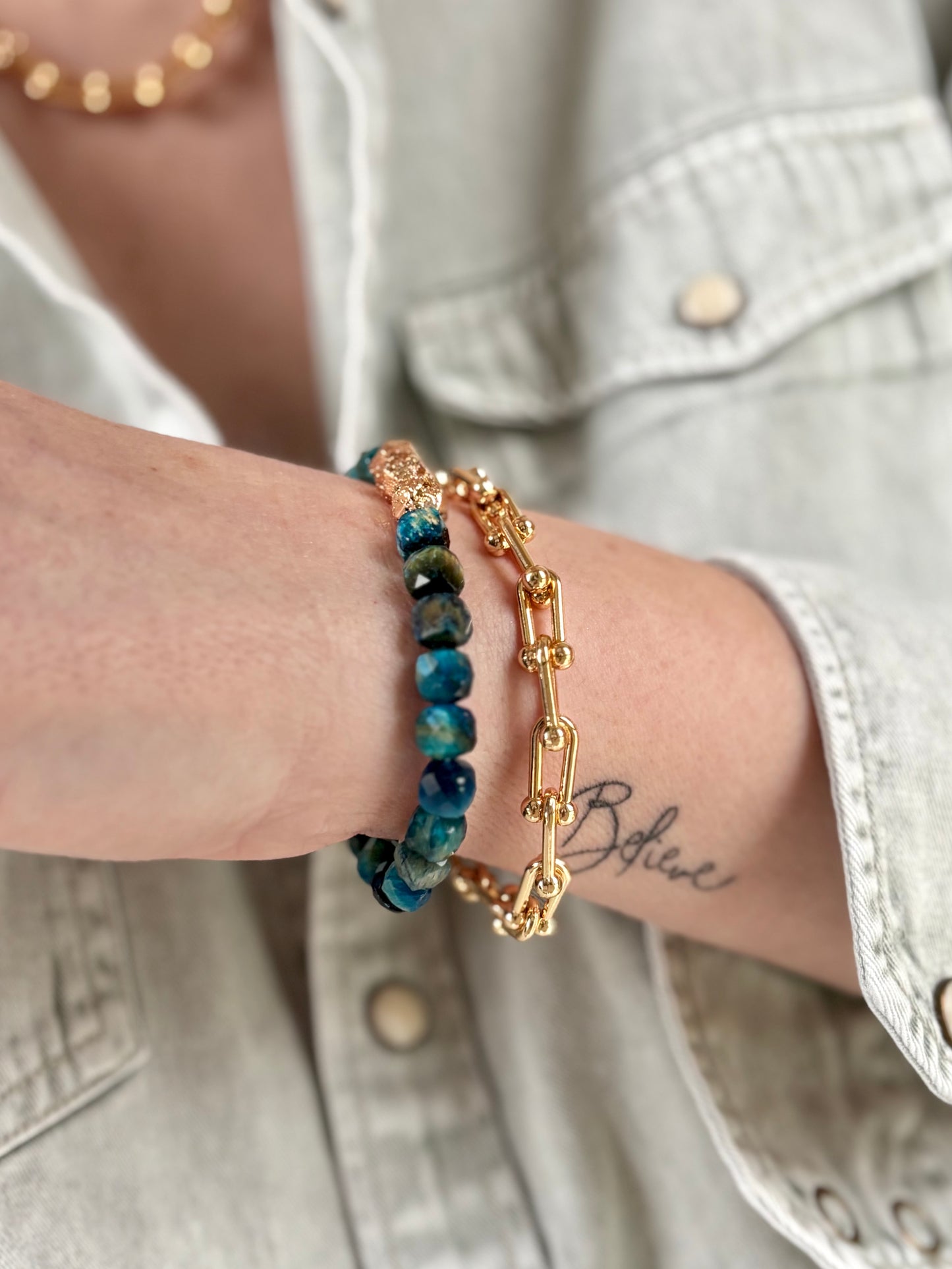 Blue Tiger’s Eye beaded bracelet
