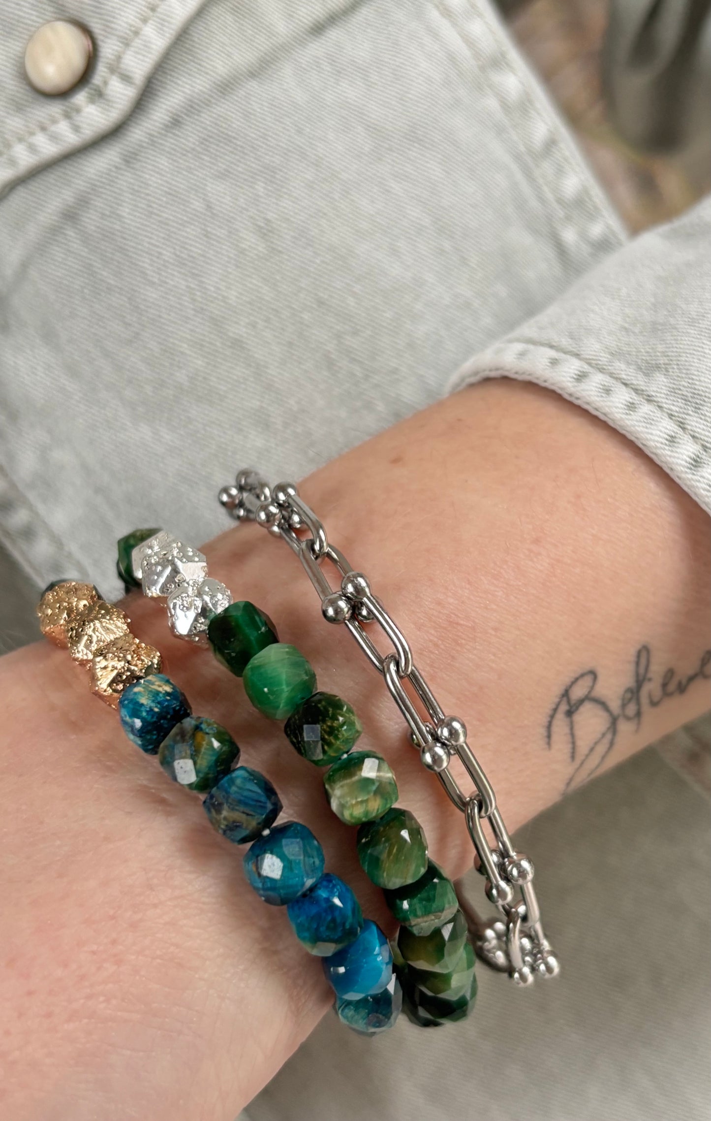 Blue Tiger’s Eye beaded bracelet
