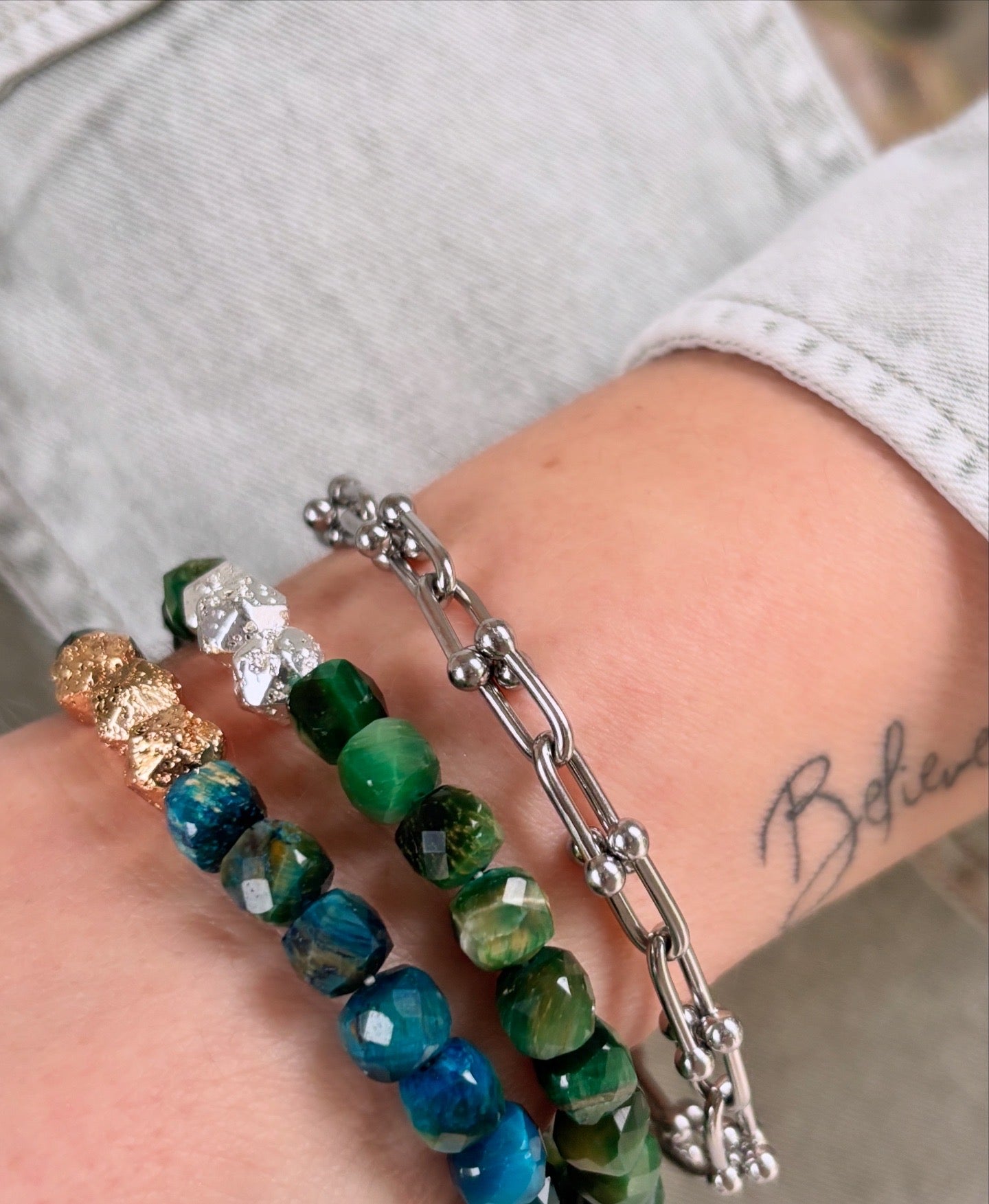 Blue Tiger’s Eye beaded bracelet