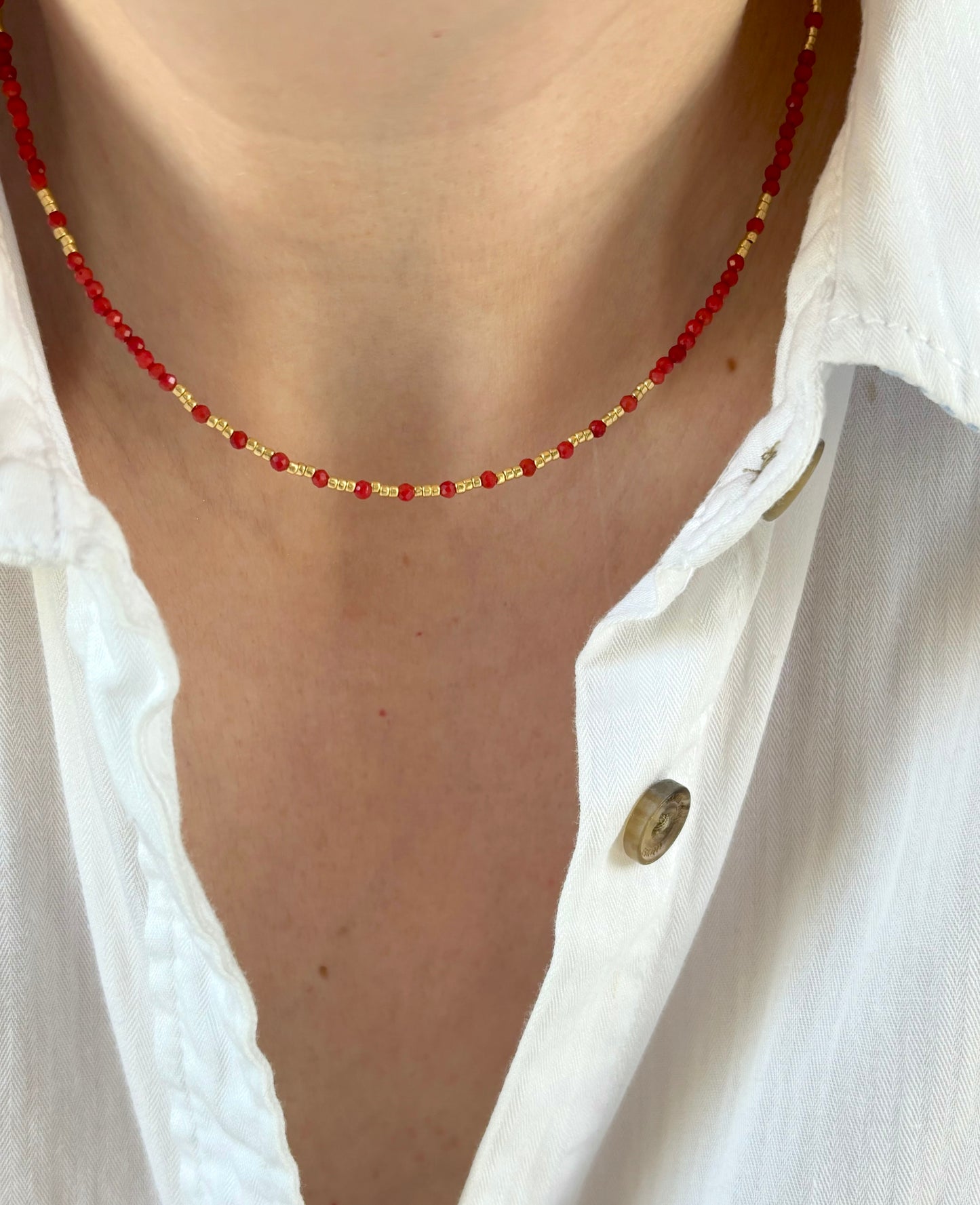 Dainty Red Bamboo Coral Necklace