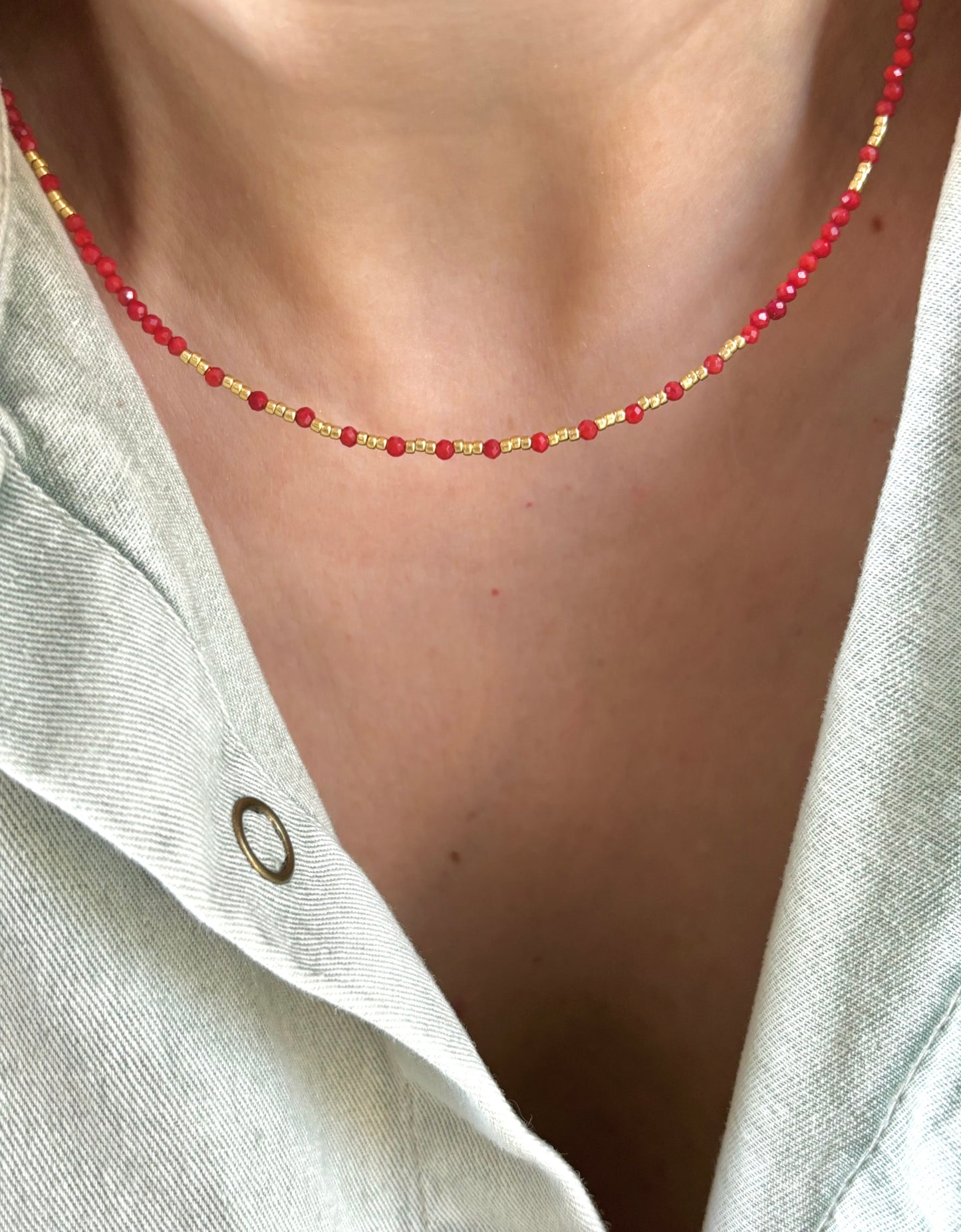 Dainty Red Bamboo Coral Necklace