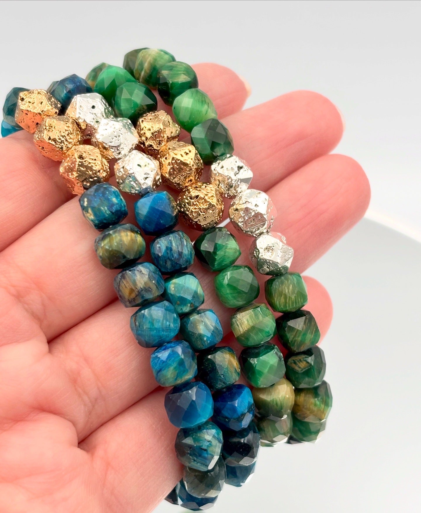 Blue Tiger’s Eye beaded bracelet