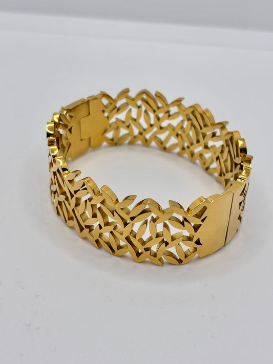 Wide Gold Bangle Bracelet