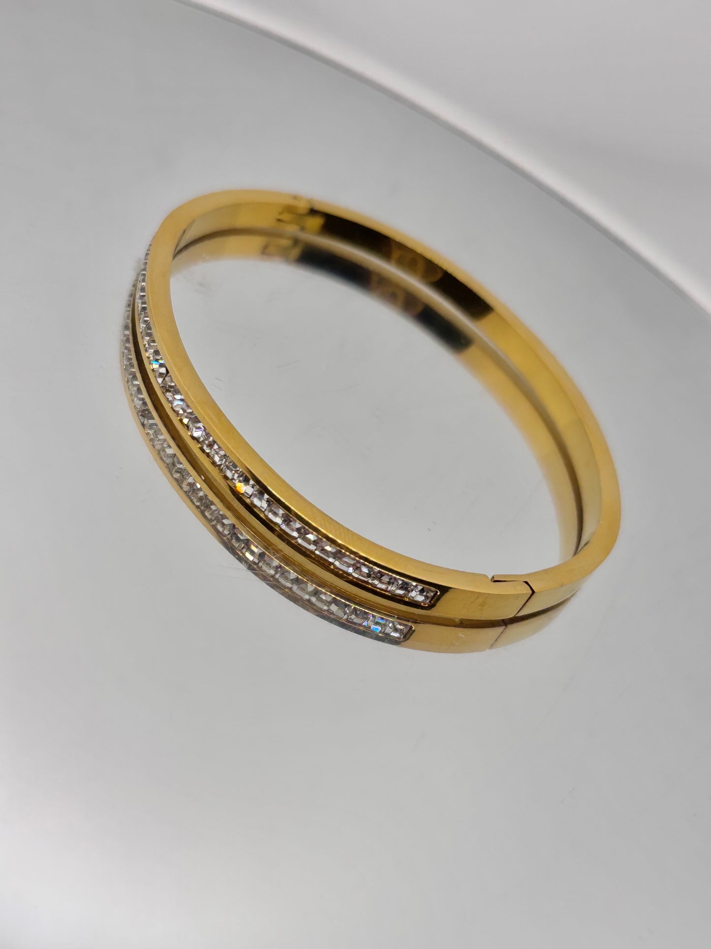 Crystals Gold Bangle Bracelet