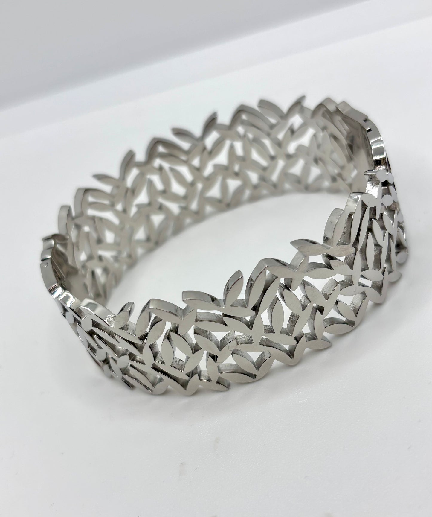 Wide Silver Bangle Bracelet