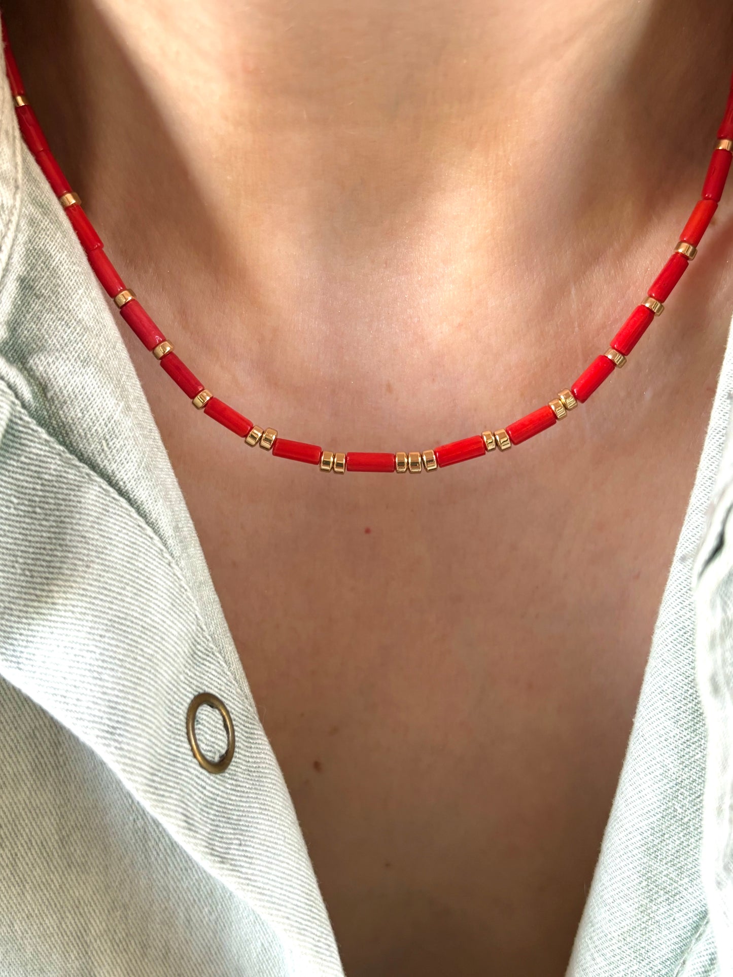 Timeless Red Bamboo Coral Necklace