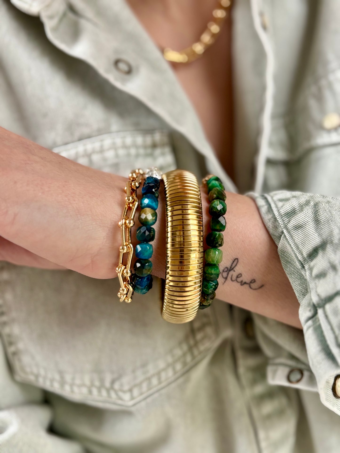 Blue Tiger’s Eye beaded bracelet