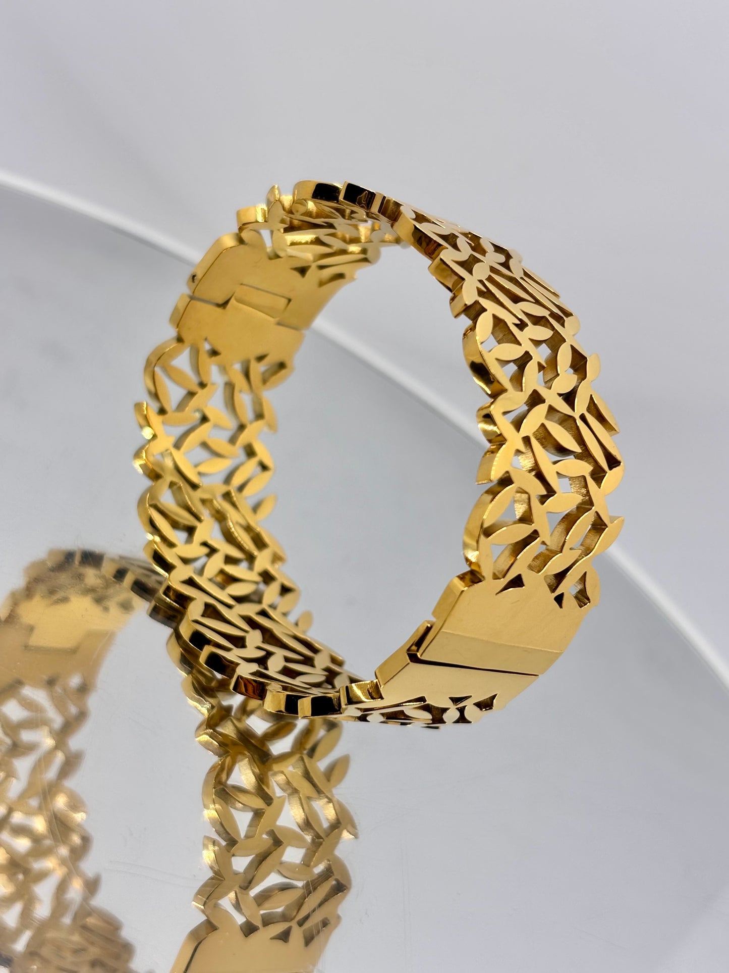 Wide Gold Bangle Bracelet