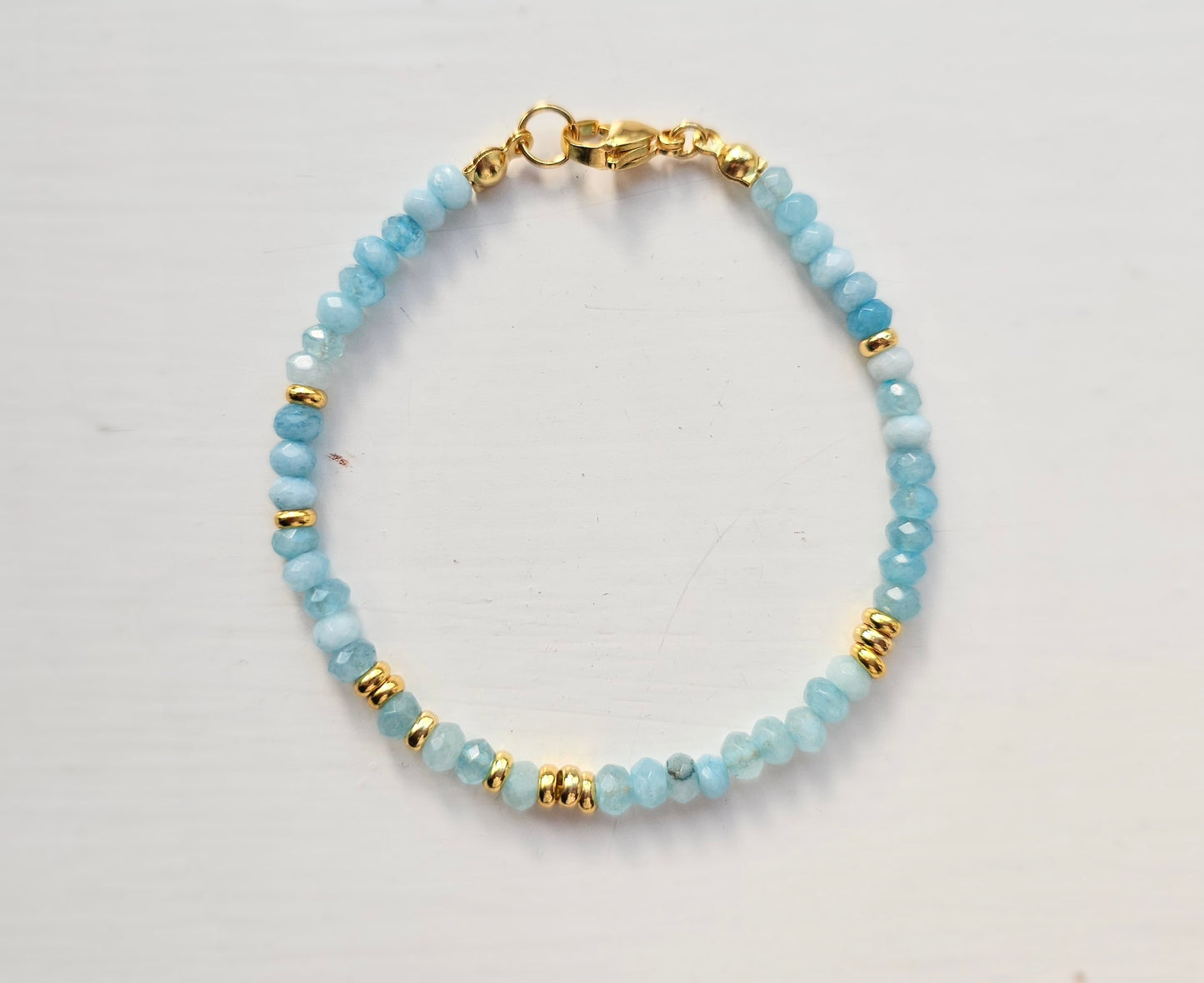 Raw aquamarine beaded bracelet