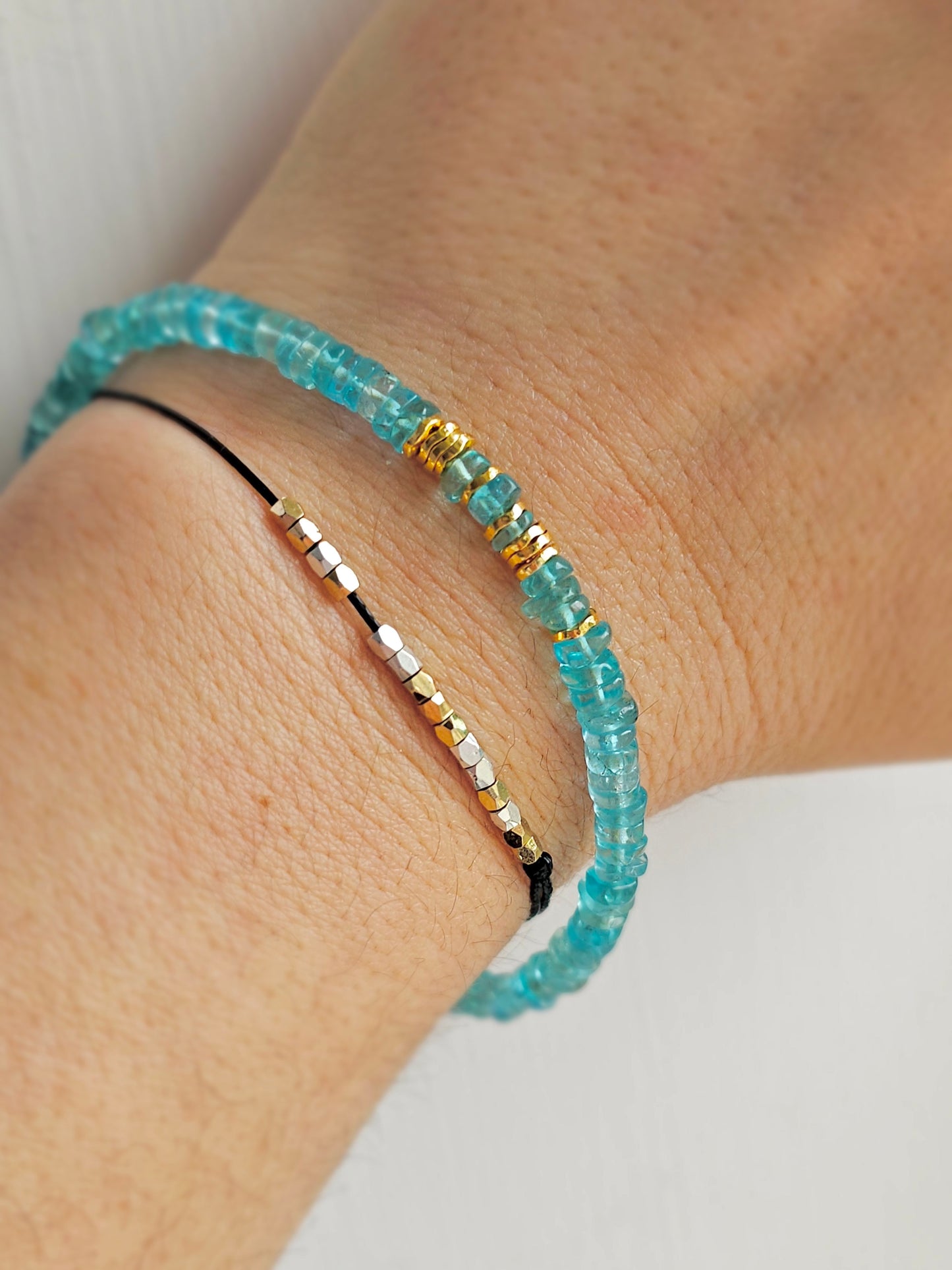 Raw Apatite beaded bracelet