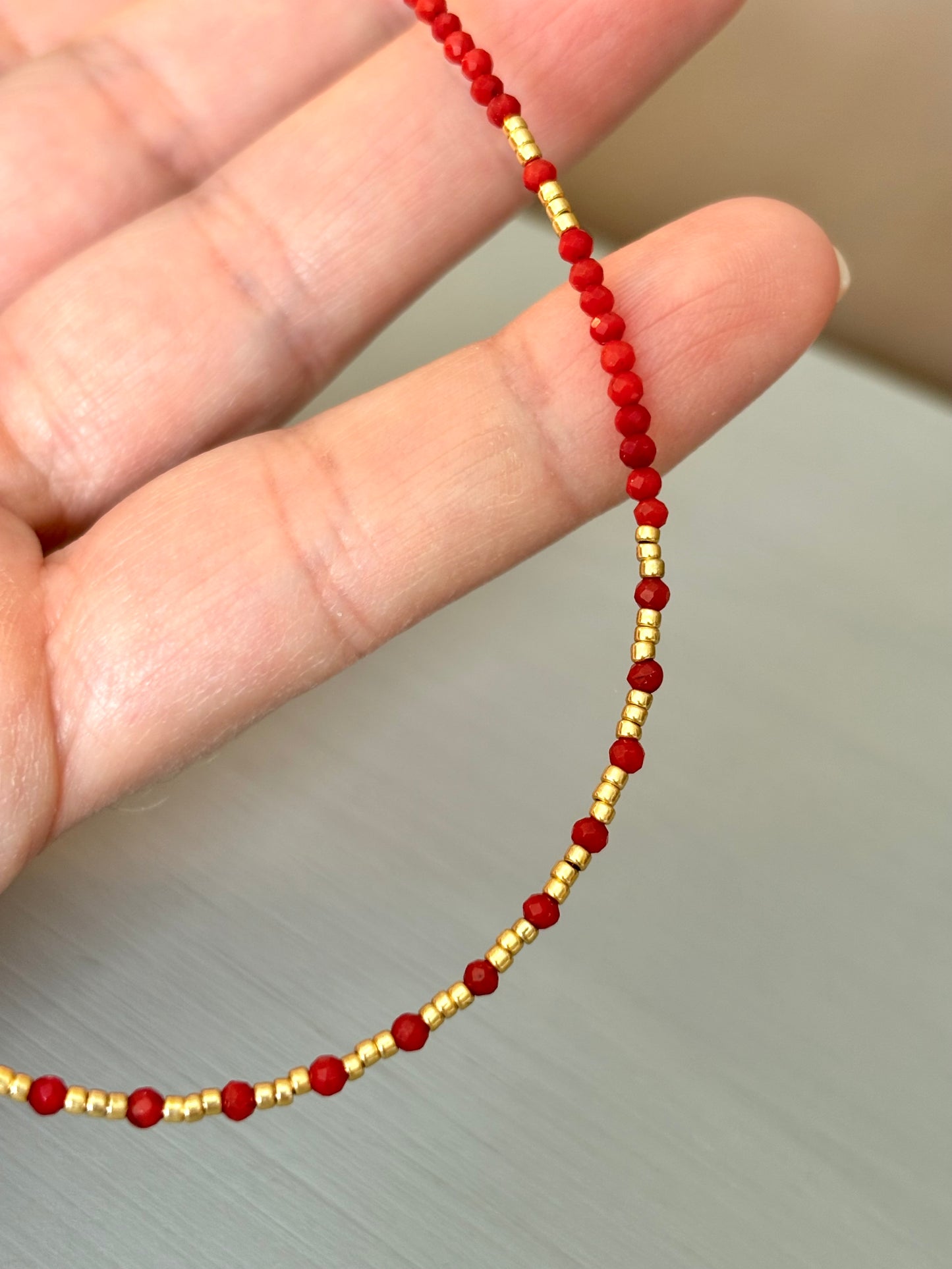 Dainty Red Bamboo Coral Necklace