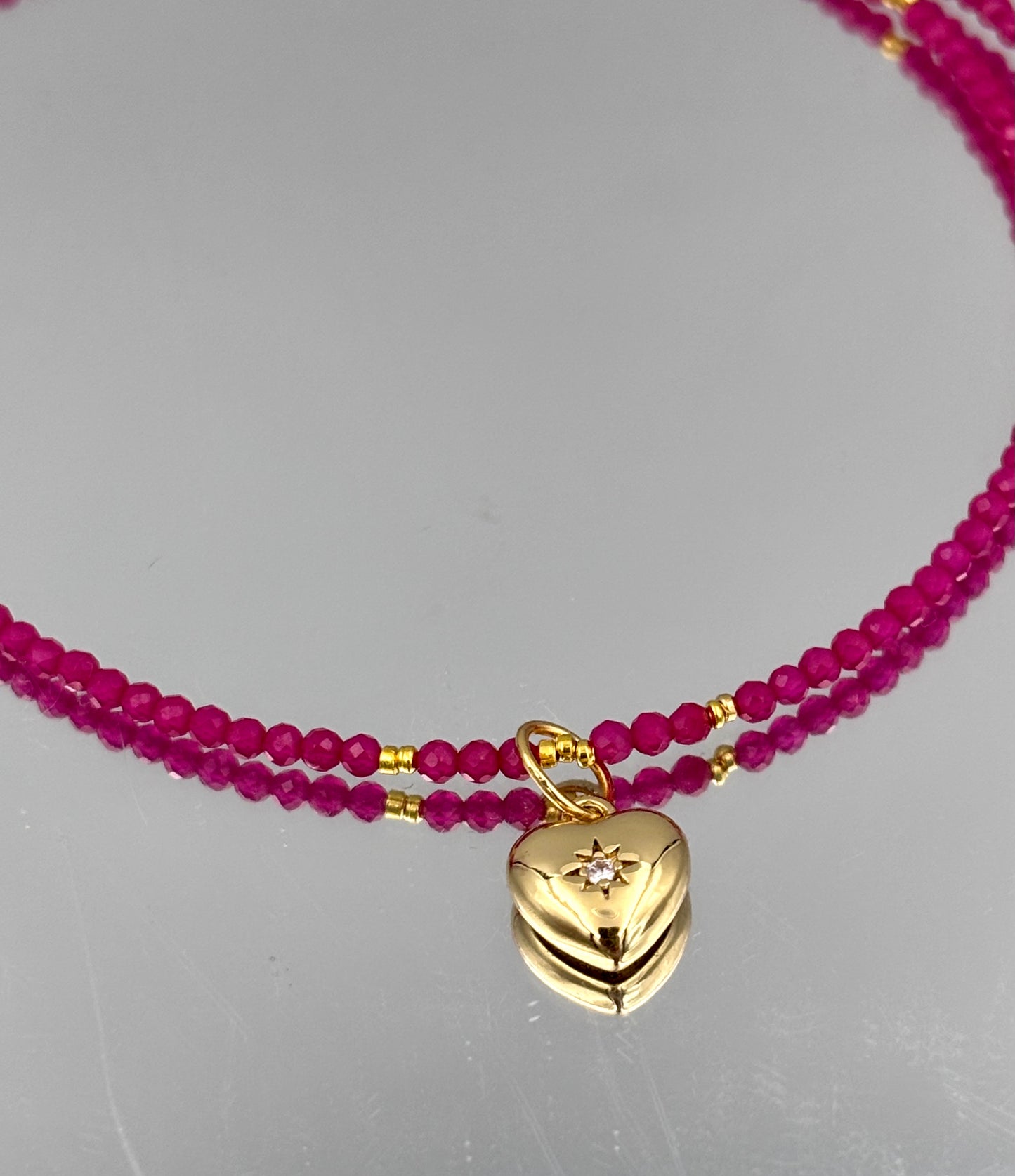 Dainty Ruby Heart Necklace