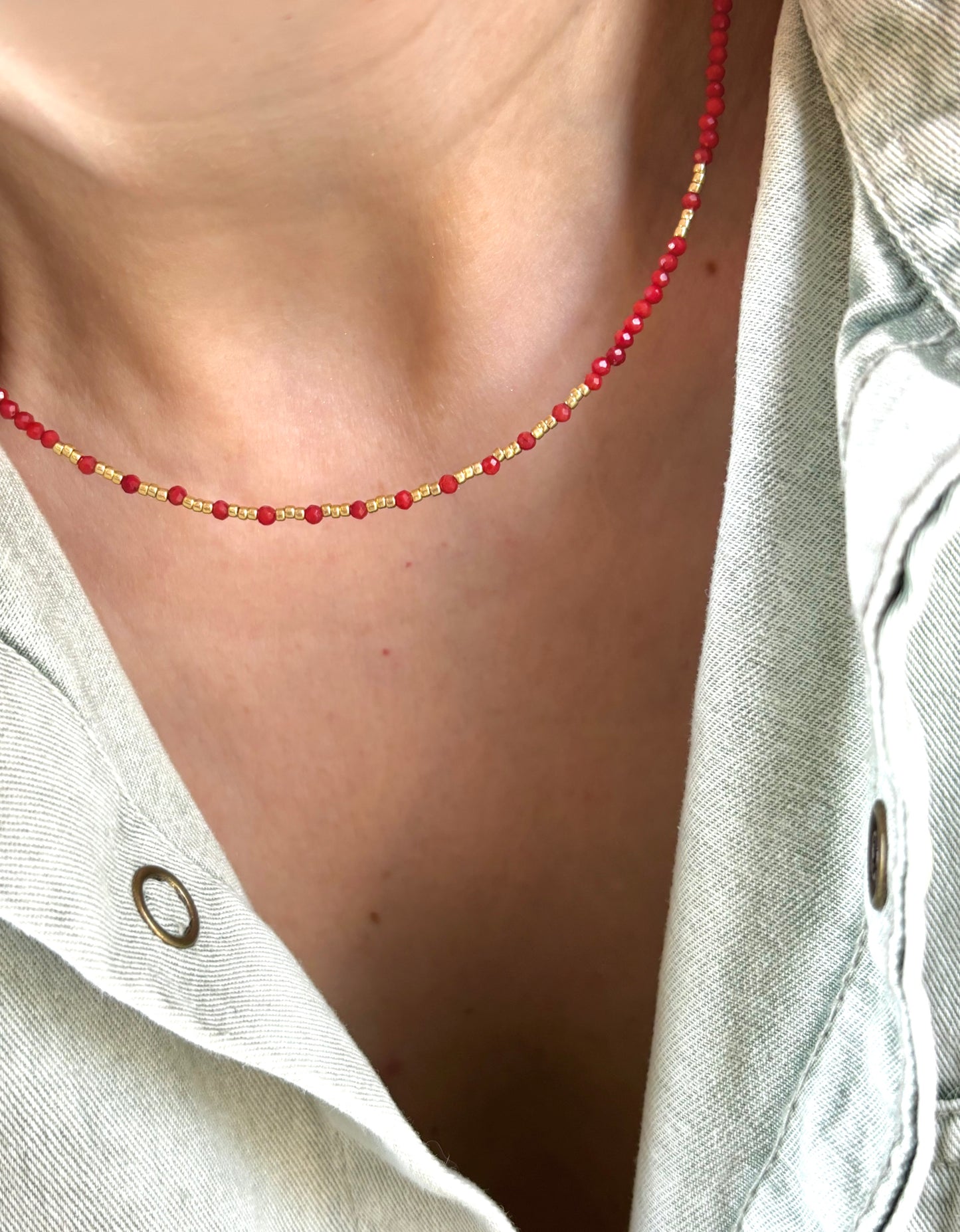 Dainty Red Bamboo Coral Necklace