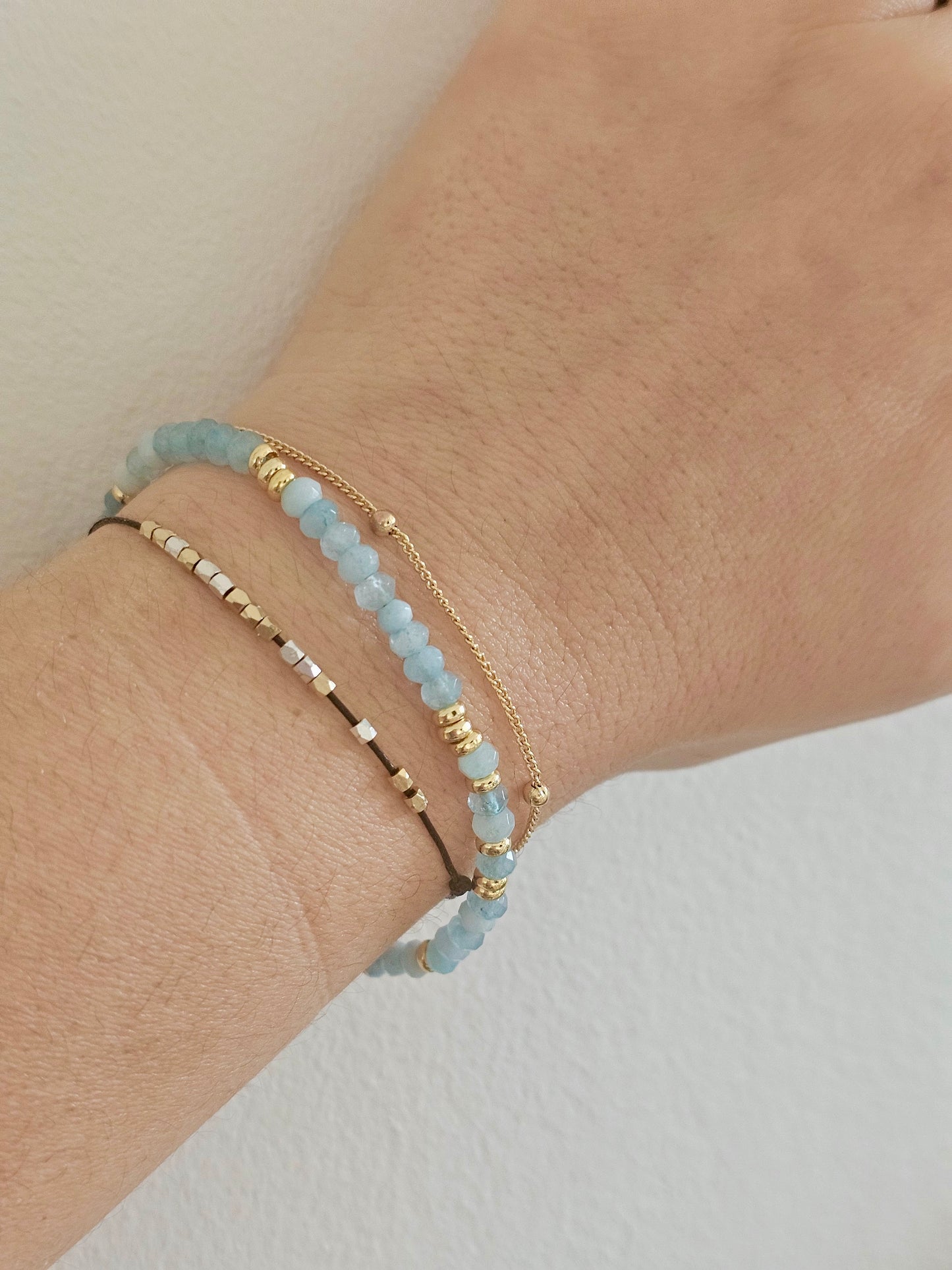 Raw aquamarine beaded bracelet