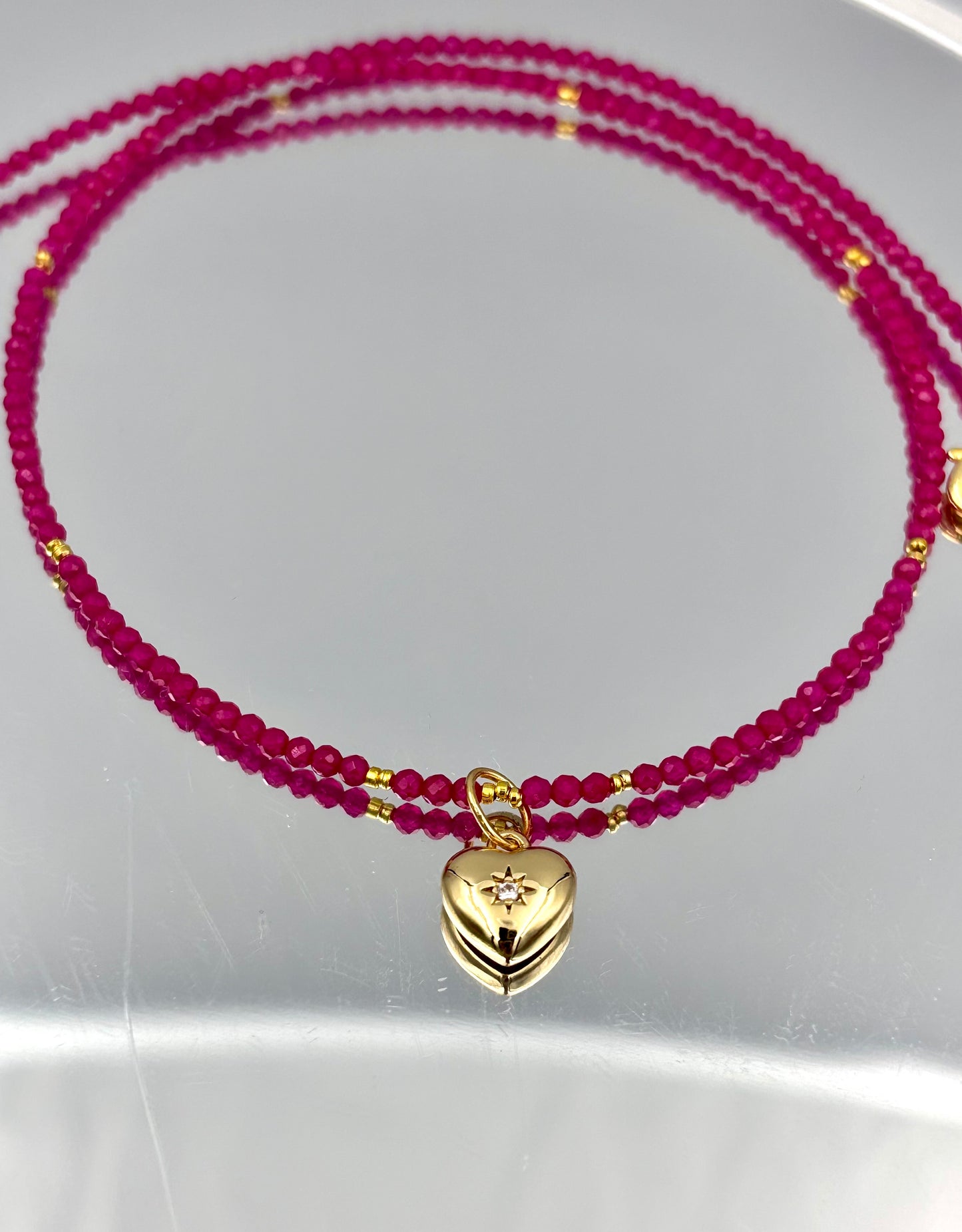 Dainty Ruby Heart Necklace