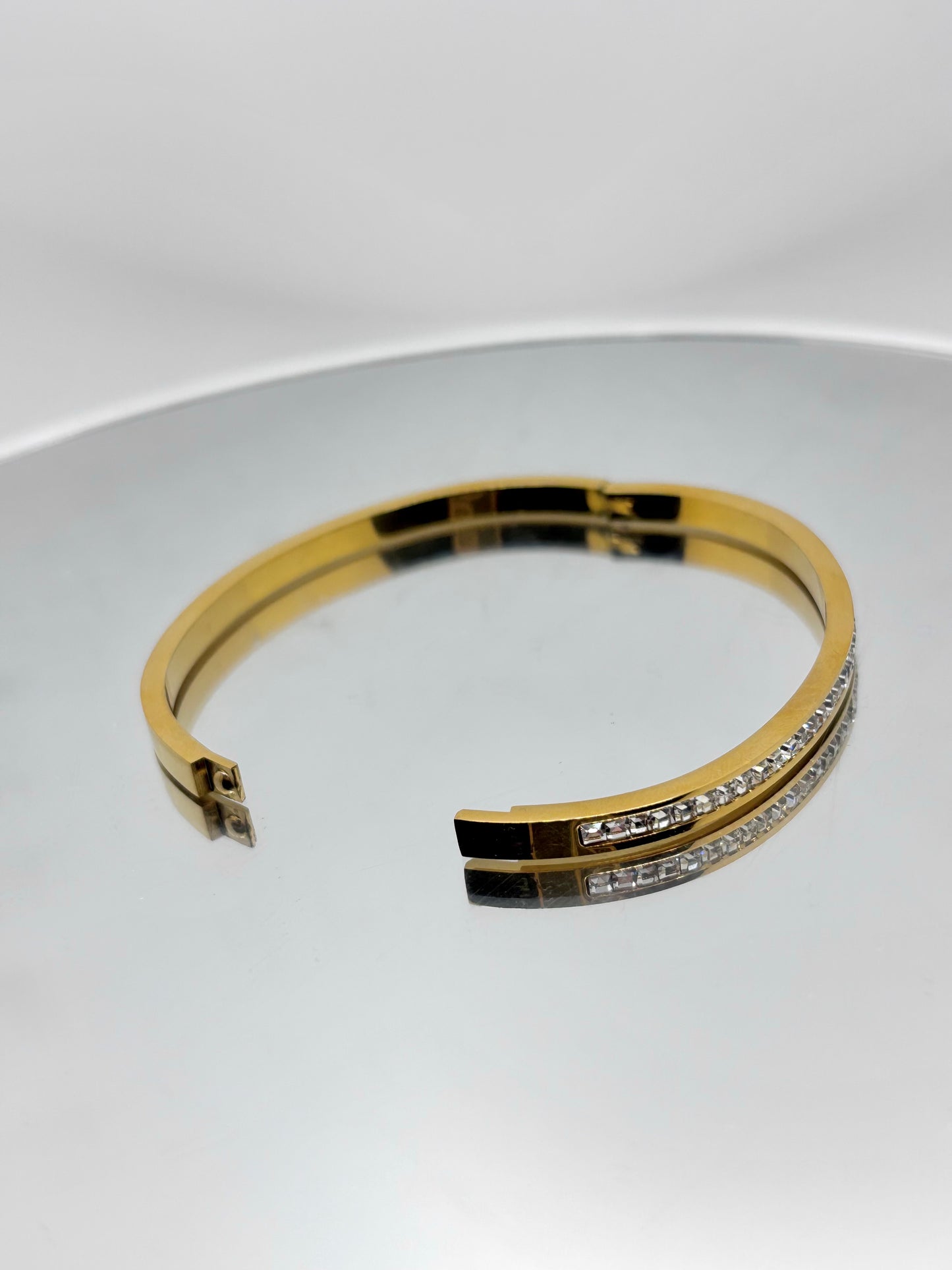 Crystals Gold Bangle Bracelet