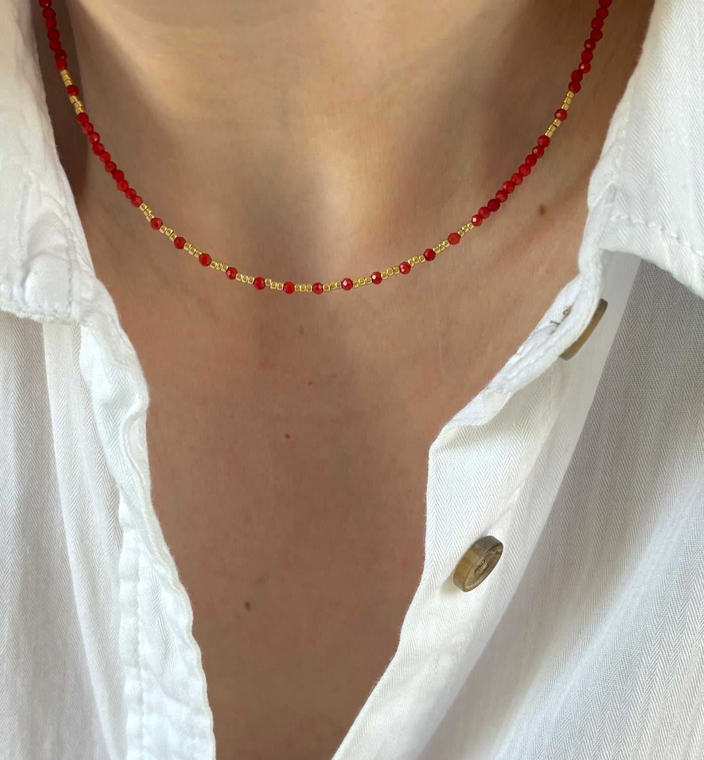 Dainty Red Bamboo Coral Necklace