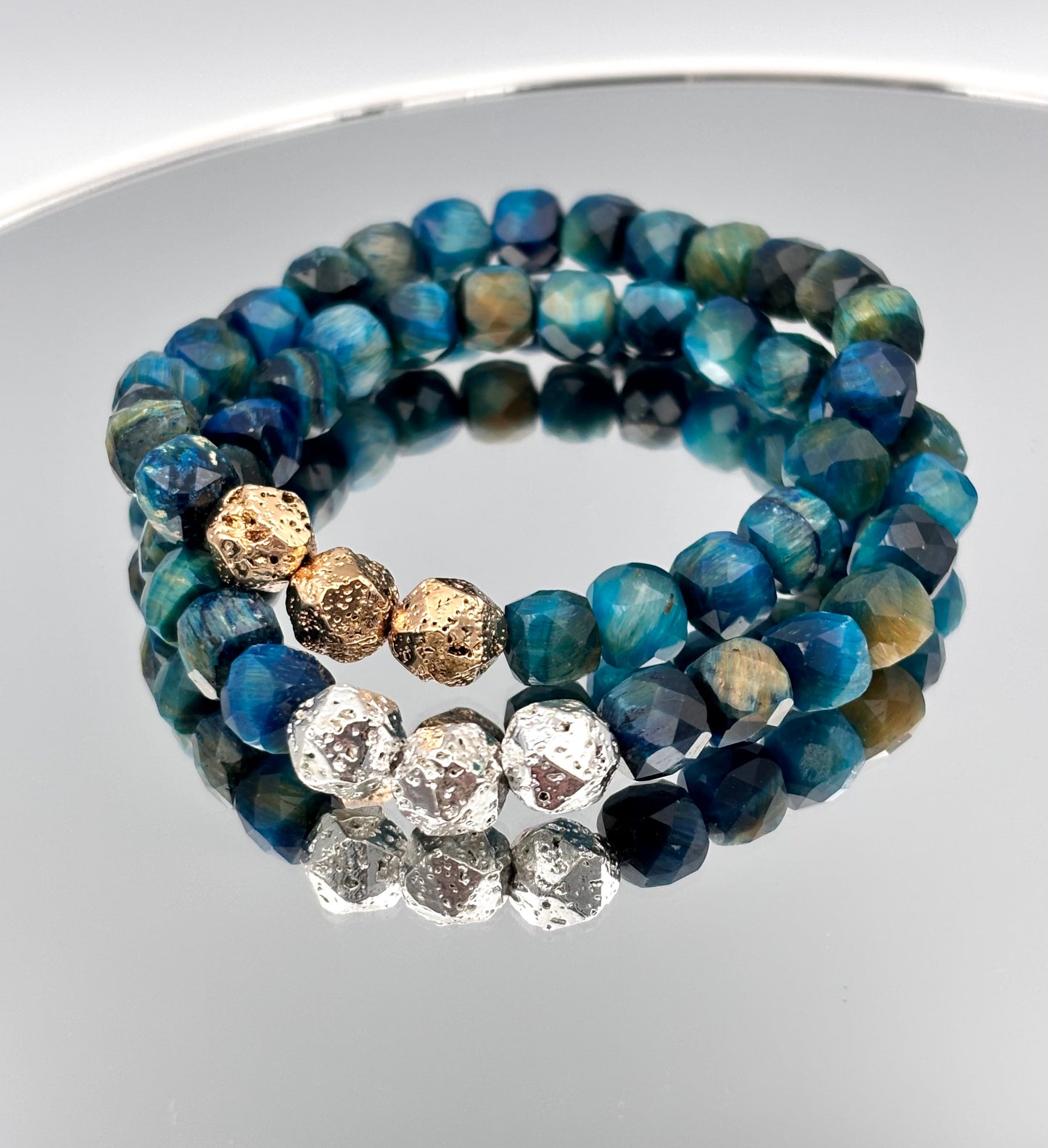 Blue Tiger’s Eye beaded bracelet