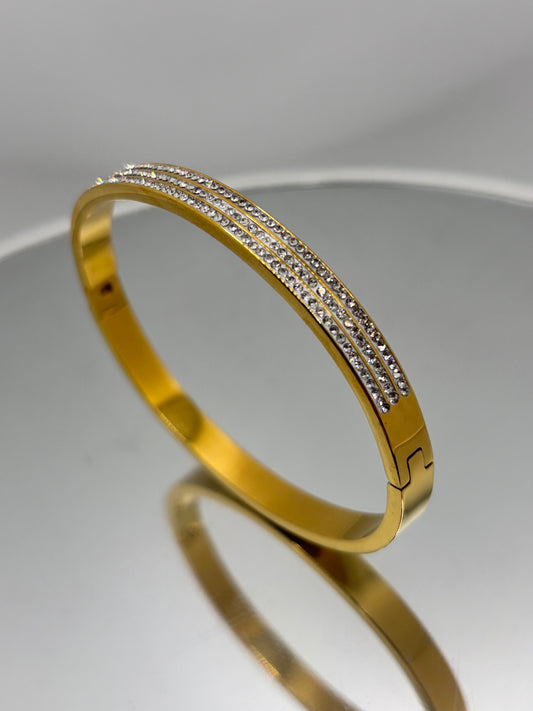 Micro Pave Gold Bangle Bracelet