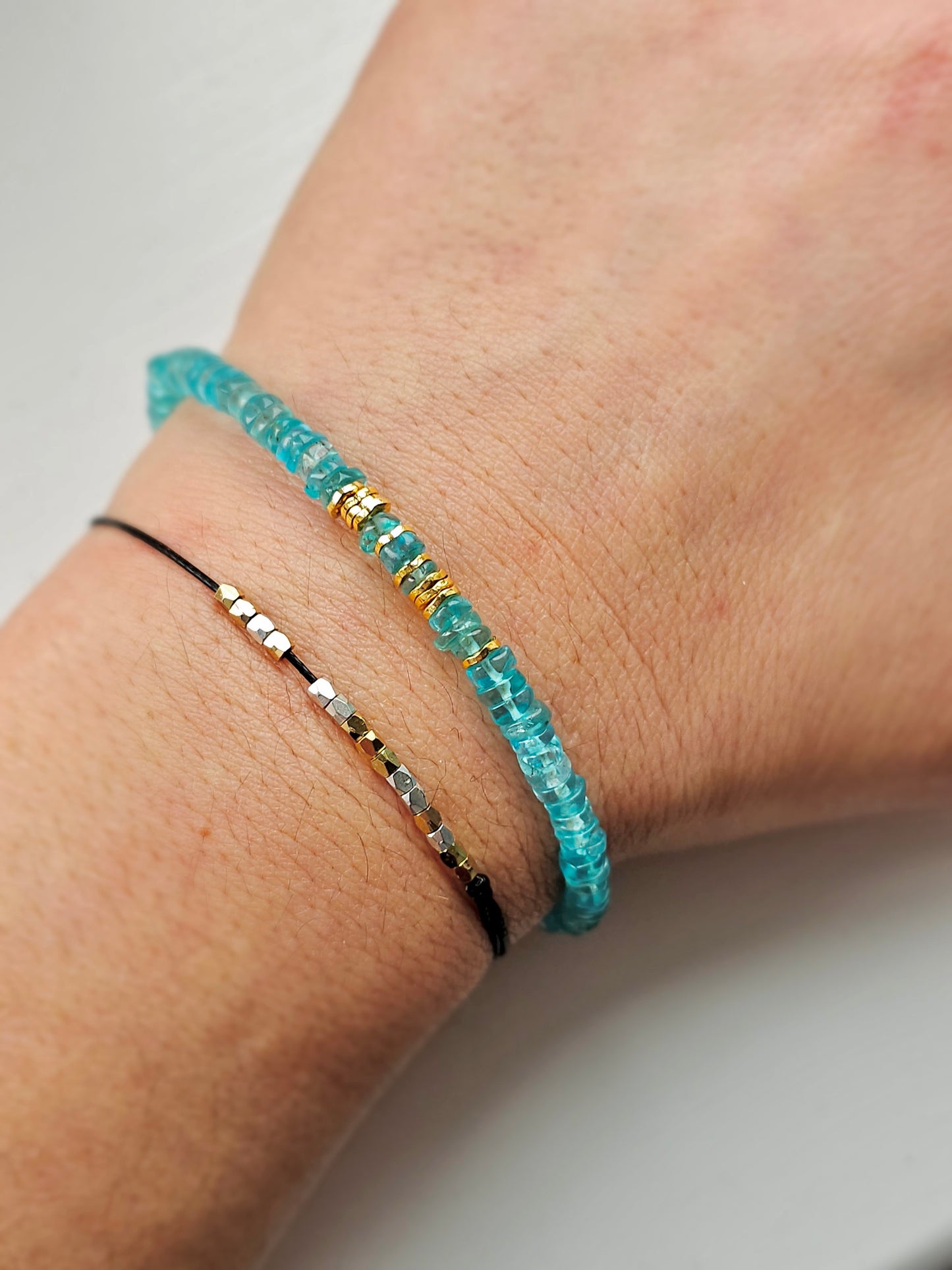 Raw Apatite beaded bracelet