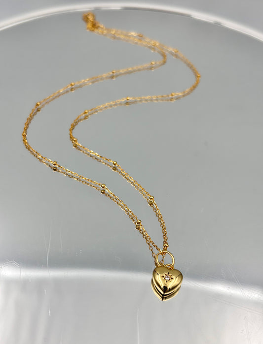 Gold Heart Chain Necklace