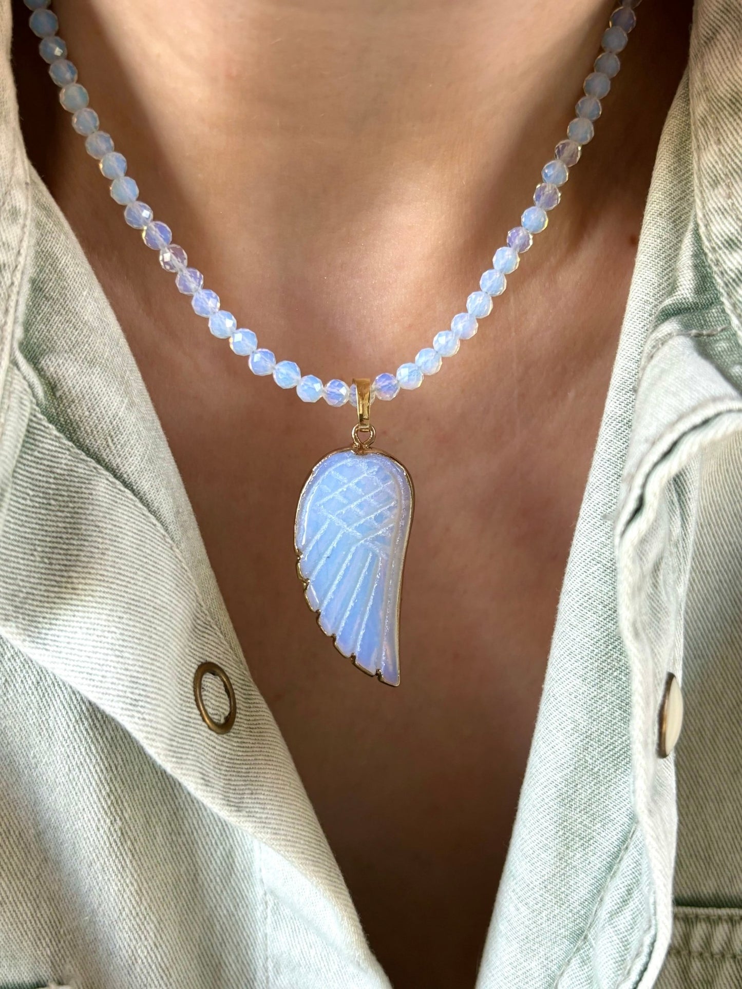 Angel Wings Opalite Necklace - Believe Jewellery