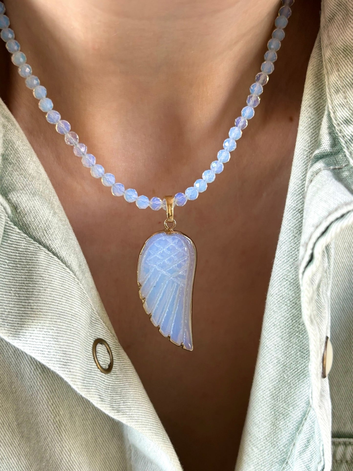 Angel Wings Opalite Necklace - Believe Jewellery