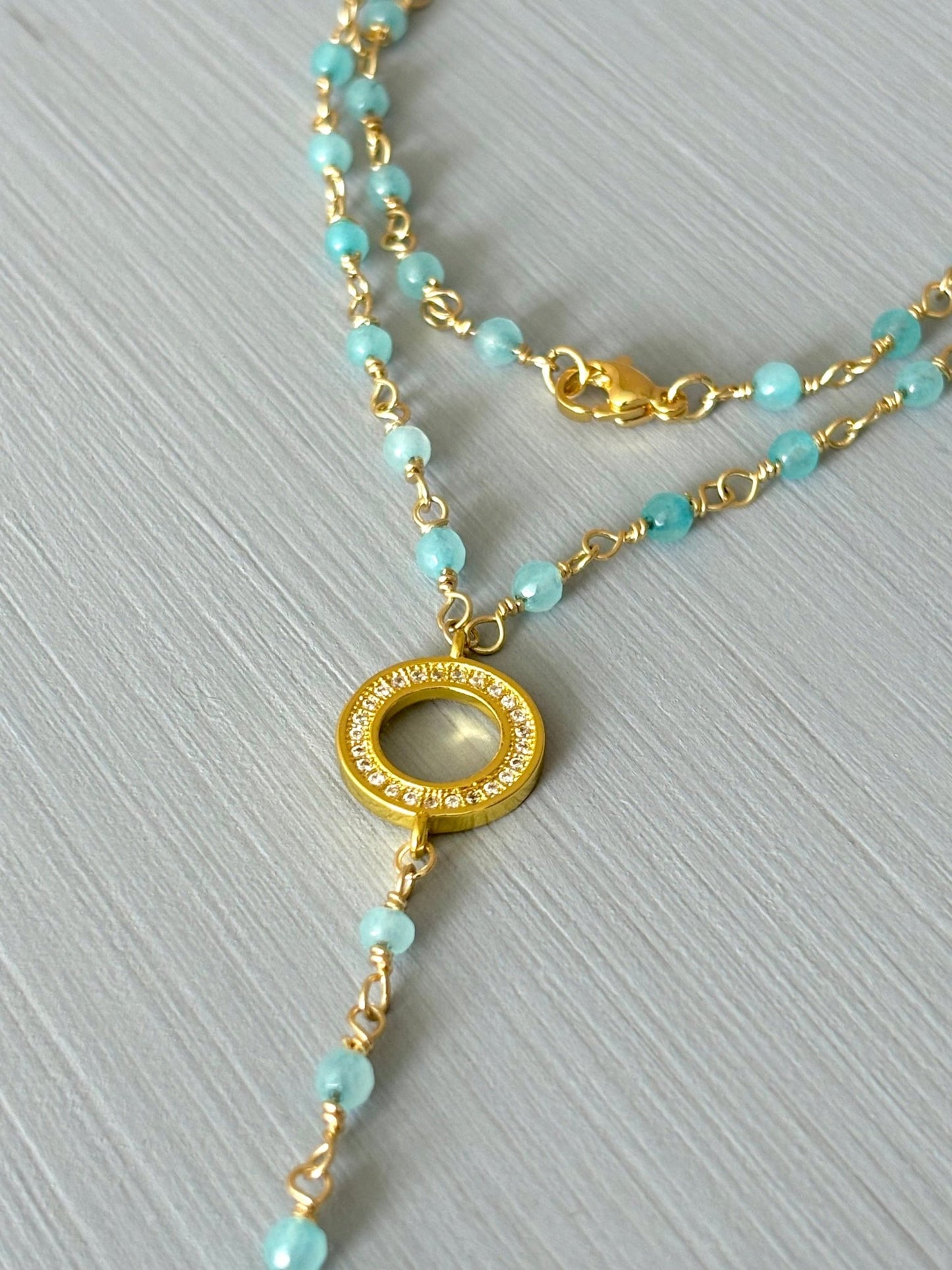 Believe Necklace - Dainty angelite beaded chain - Believe Jewellery