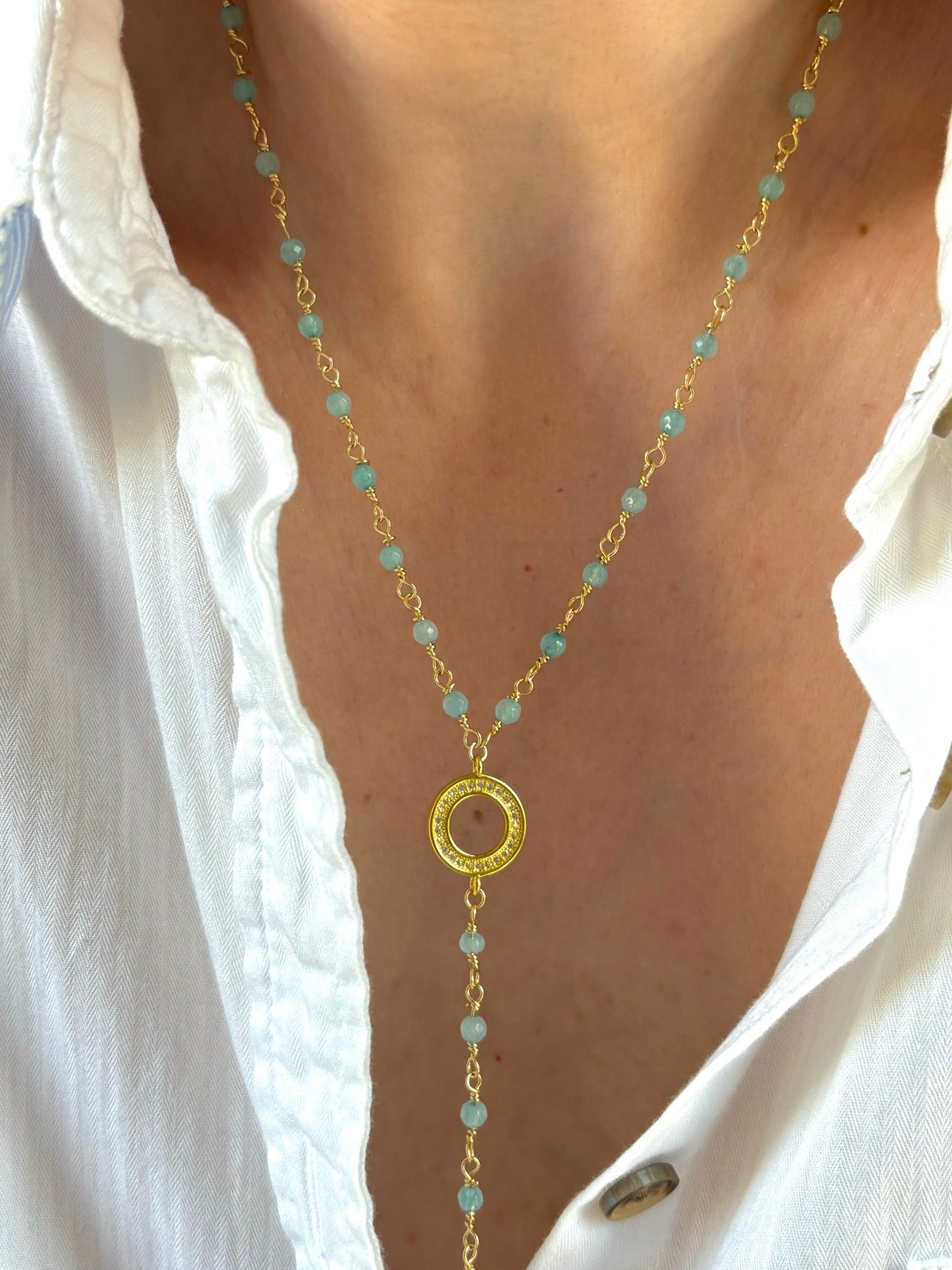 Believe Necklace - Dainty angelite beaded chain - Believe Jewellery