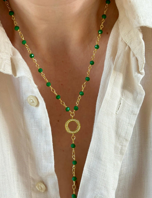 Believe Necklace - Dainty green jade beaded chain - Believe Jewellery