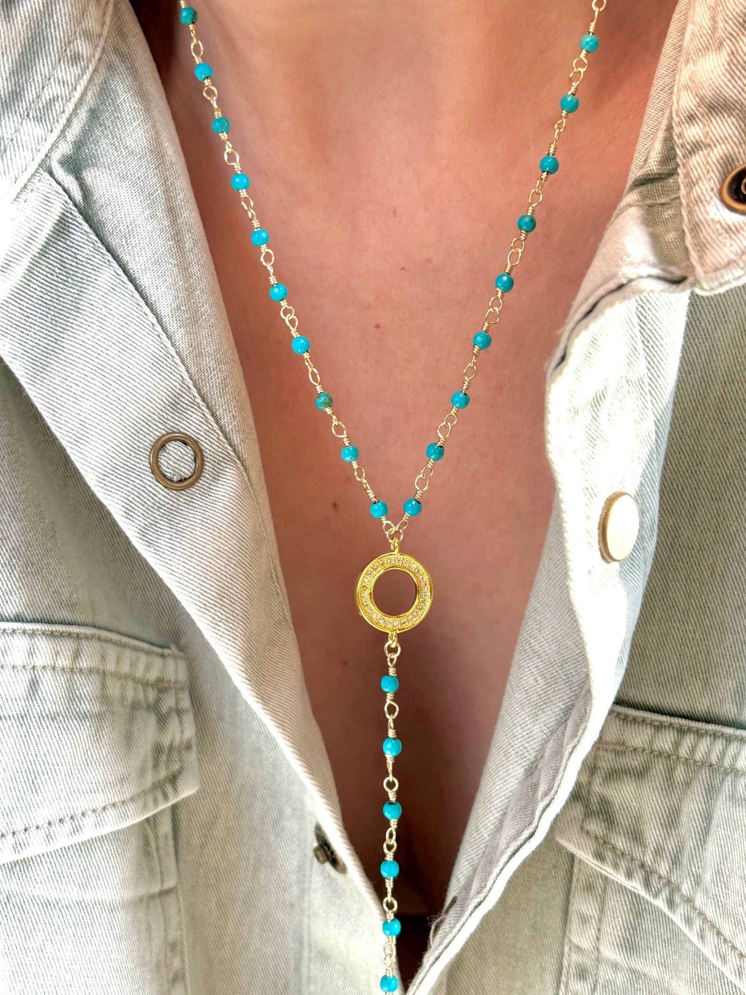 Believe Necklace - Dainty turquoise beaded chain - Believe Jewellery