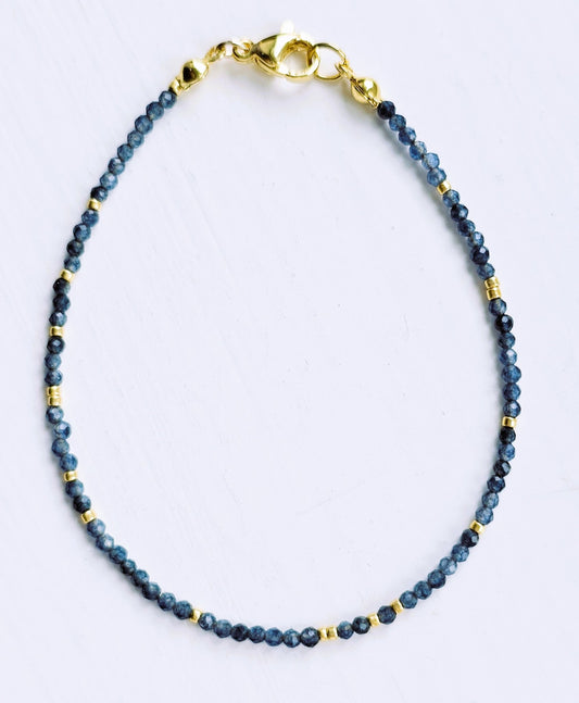 Blue Sapphire beaded dainty bracelet - Believe Jewellery