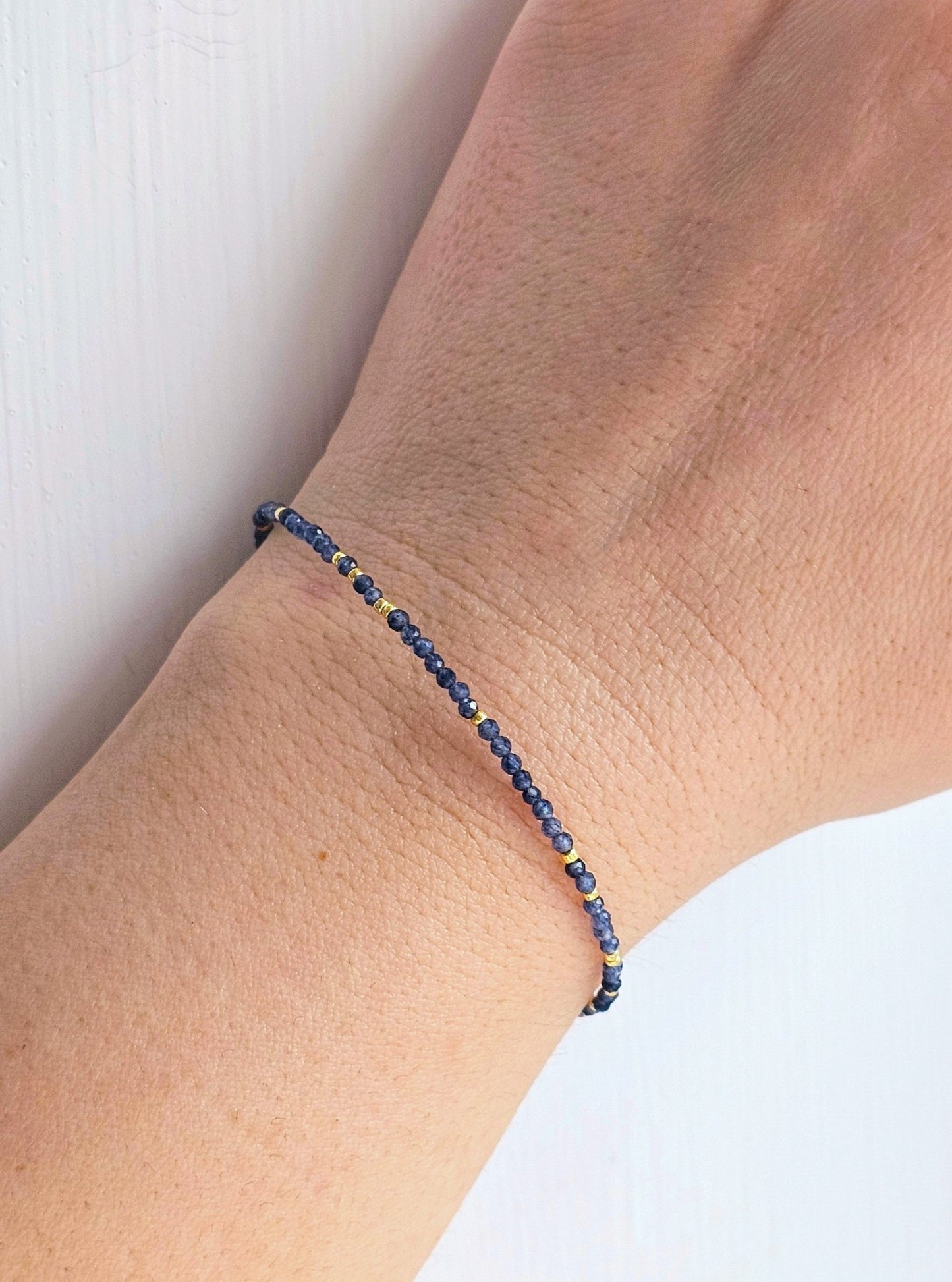 Blue Sapphire beaded dainty bracelet - Believe Jewellery