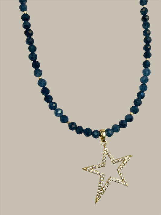 Blue Sapphire beaded necklace - Believe Jewellery