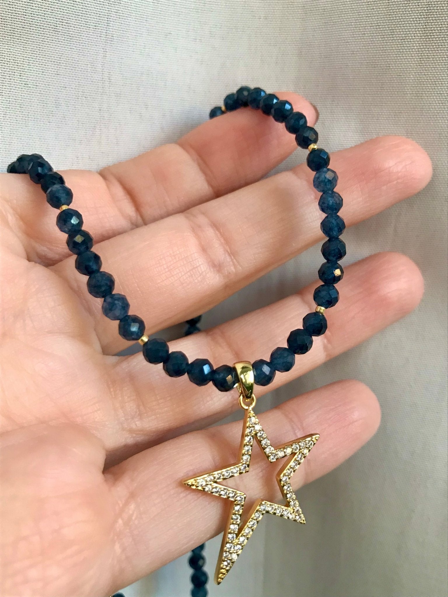 Blue Sapphire beaded necklace - Believe Jewellery