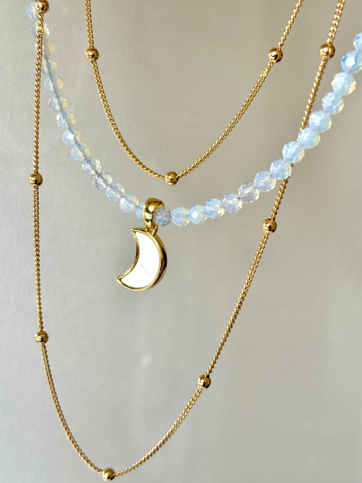 Crescent Moon Opalite Necklace - Believe Jewellery