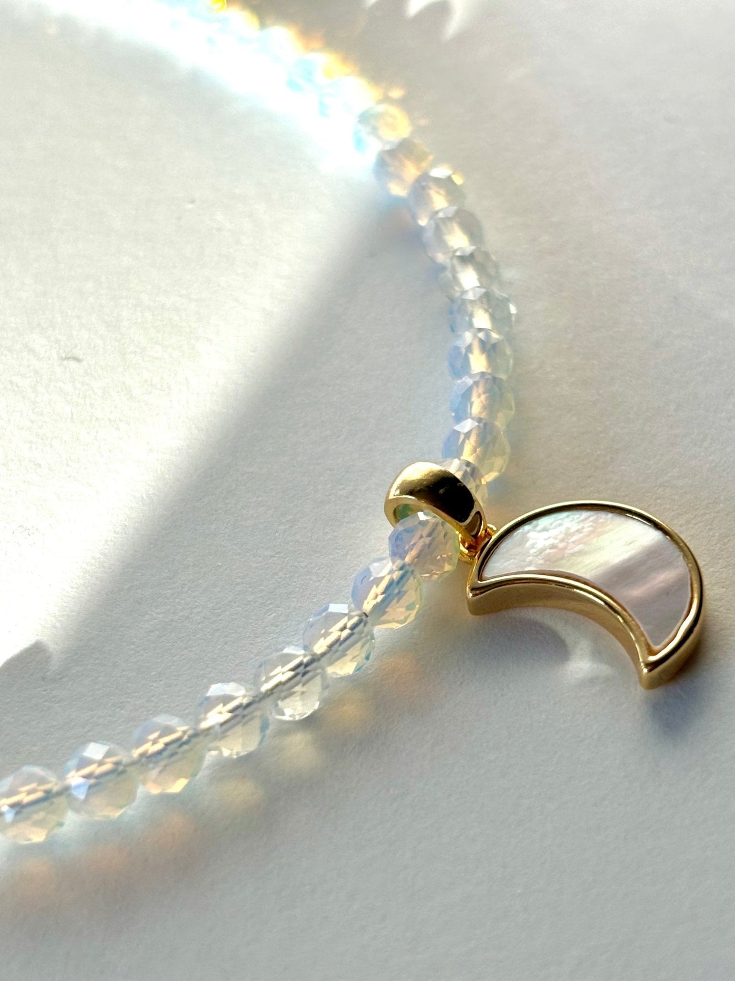 Crescent Moon Opalite Necklace - Believe Jewellery