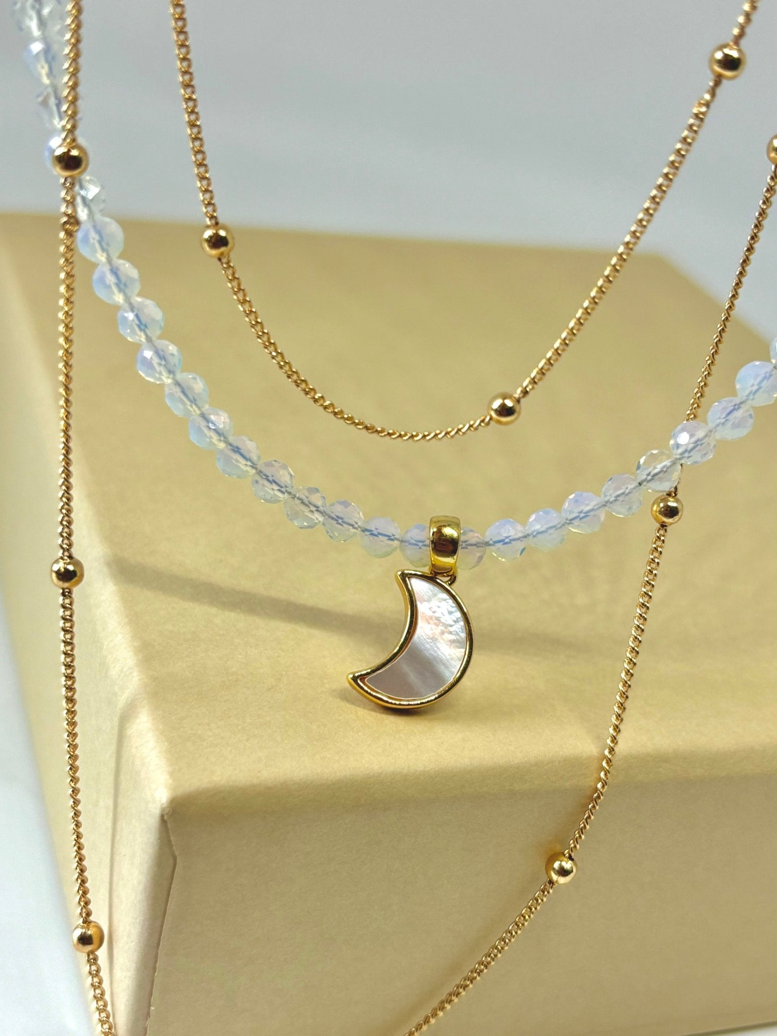 Crescent Moon Opalite Necklace - Believe Jewellery