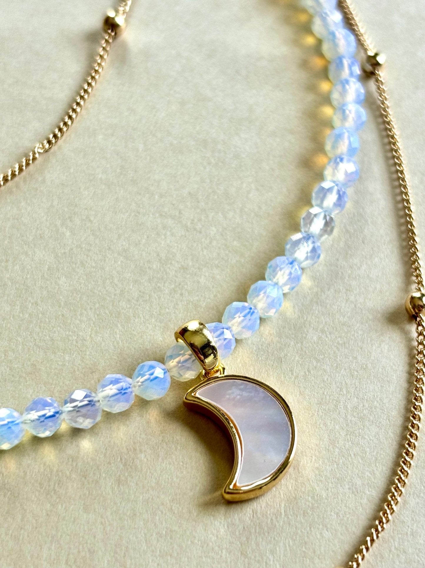 Crescent Moon Opalite Necklace - Believe Jewellery