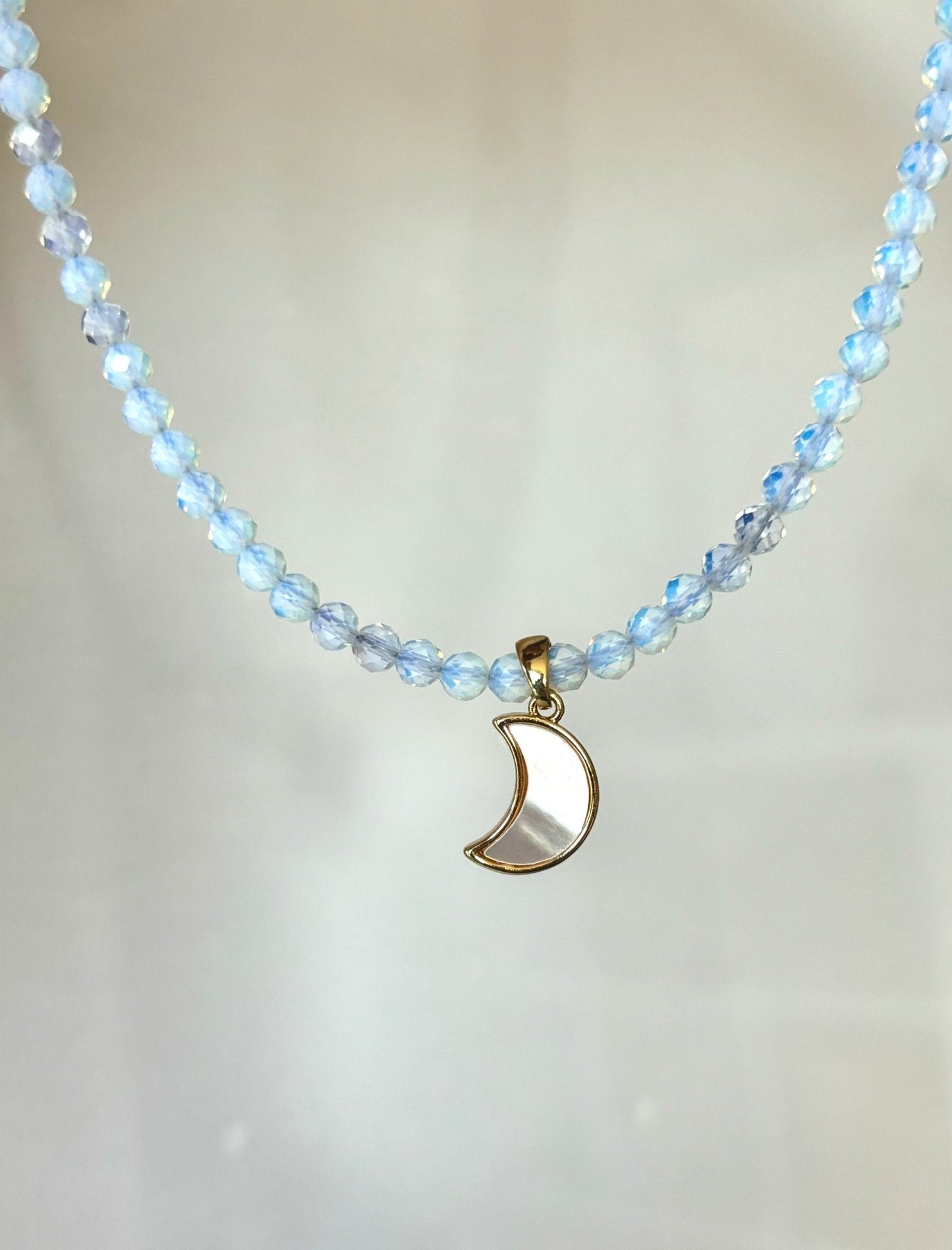 Crescent Moon Opalite Necklace - Believe Jewellery