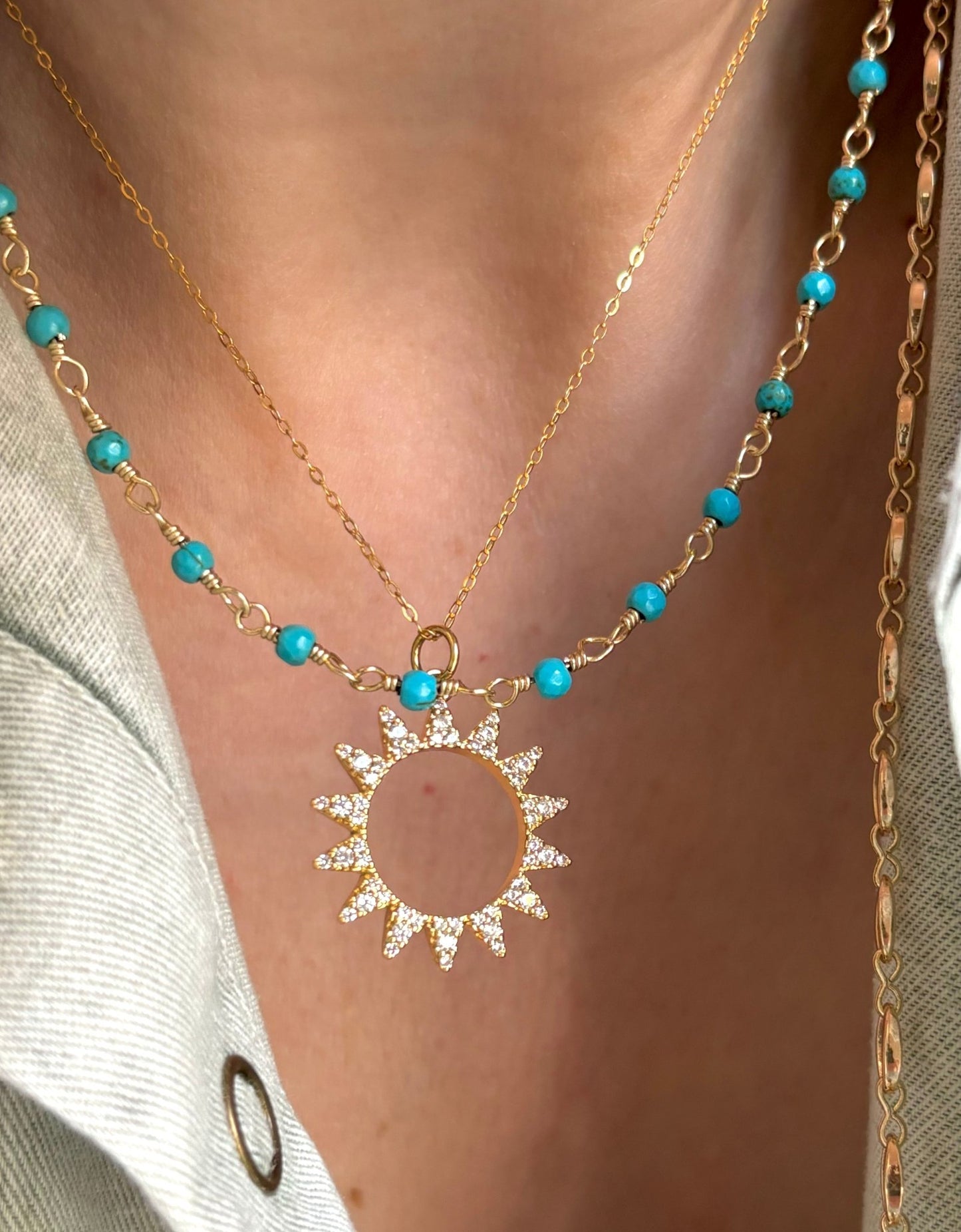 Dainty turquoise beaded chain necklace - Believe Jewellery