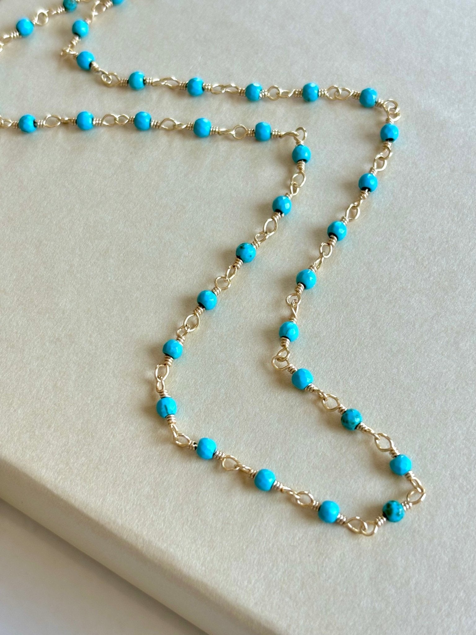 Dainty turquoise beaded chain necklace - Believe Jewellery