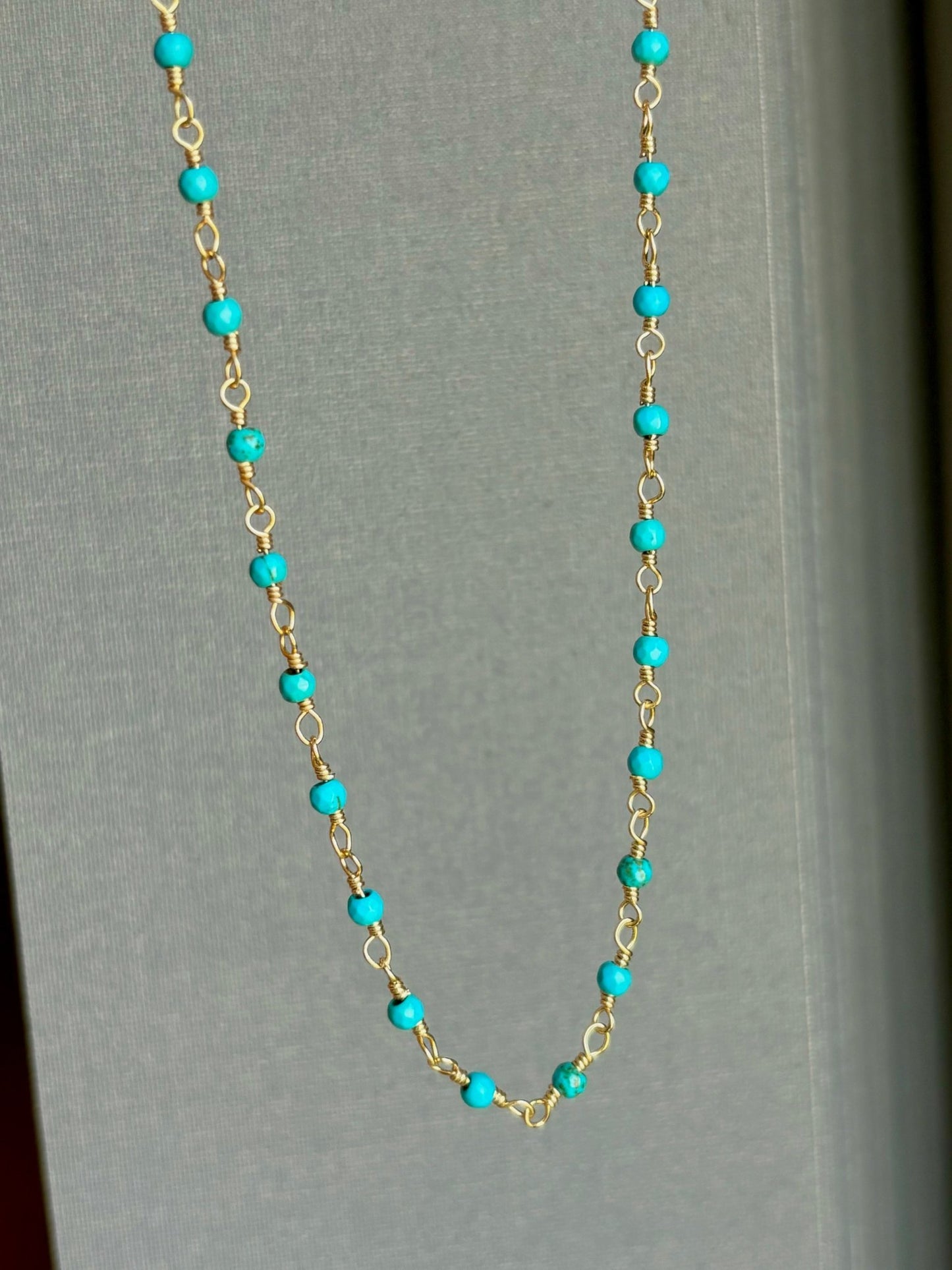 Dainty turquoise beaded chain necklace - Believe Jewellery