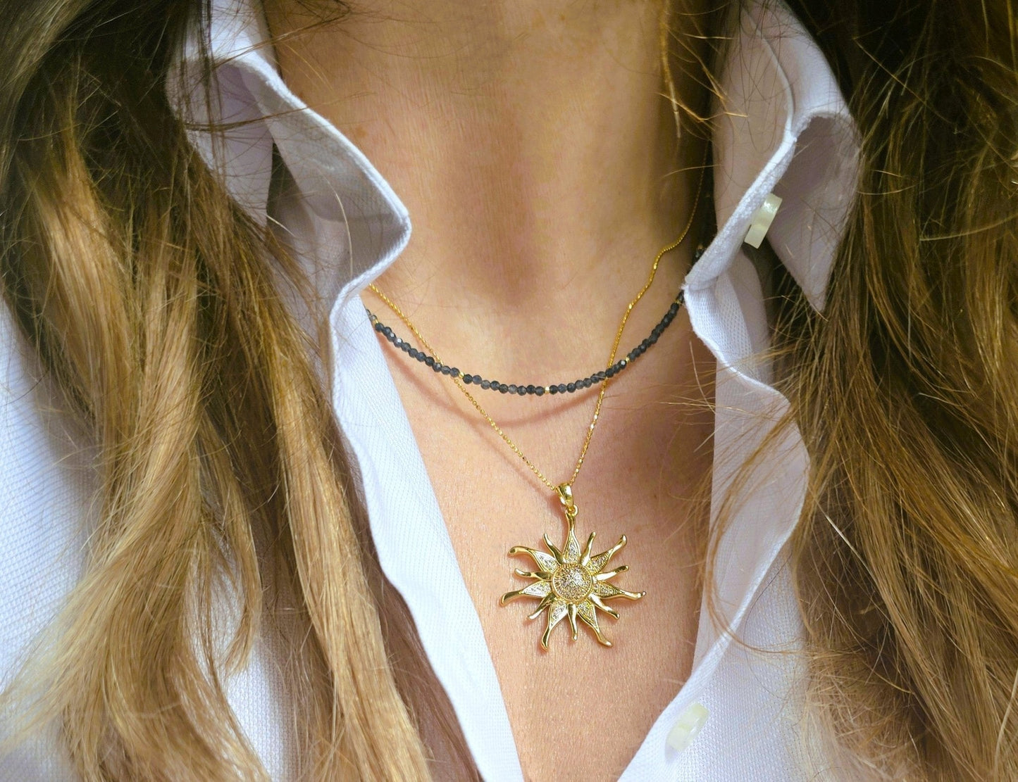 Gold sun pendant necklace - Believe Jewellery