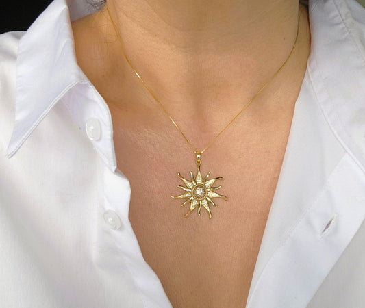 Gold sun pendant necklace - Believe Jewellery