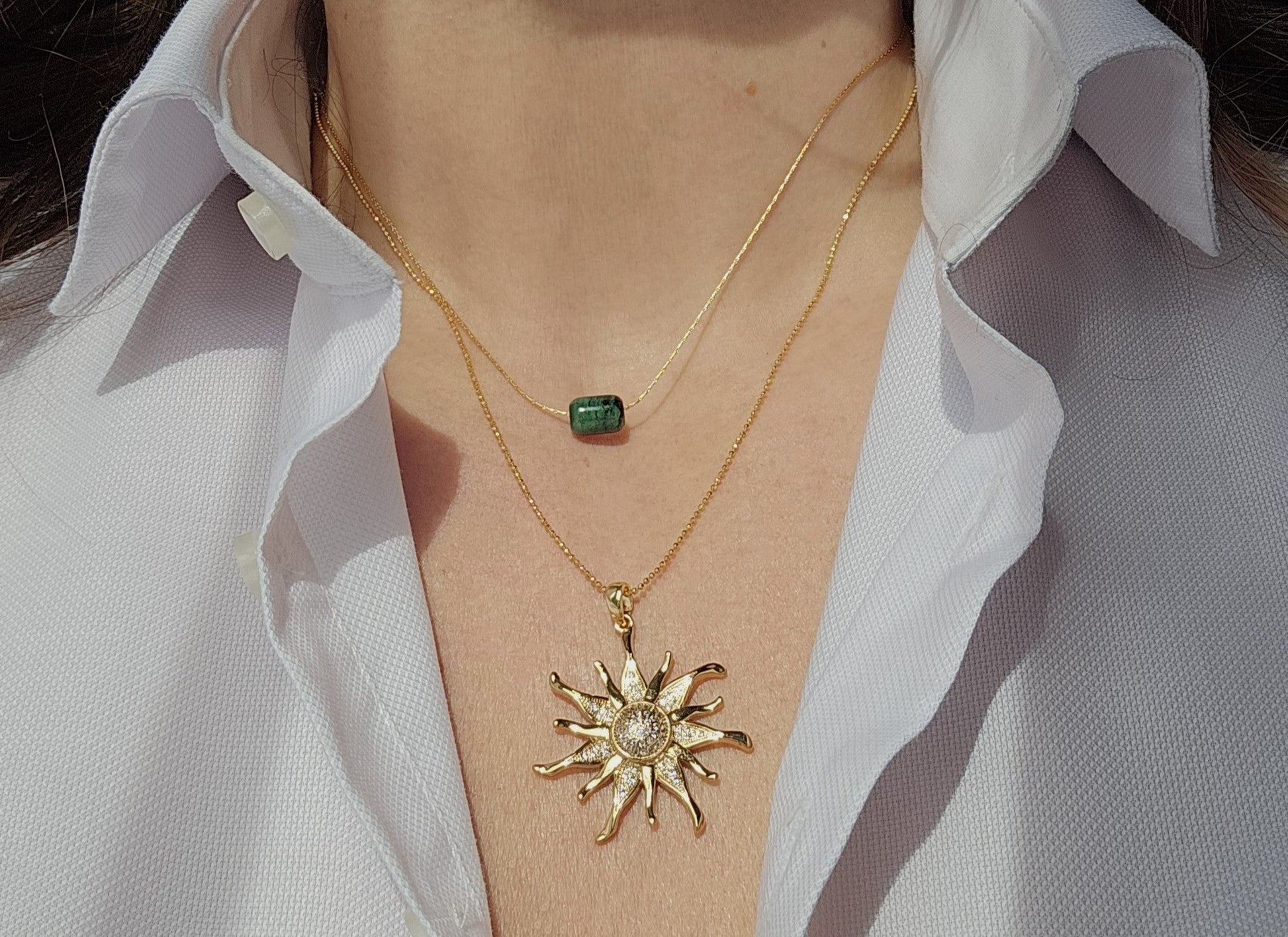 Gold sun pendant necklace - Believe Jewellery