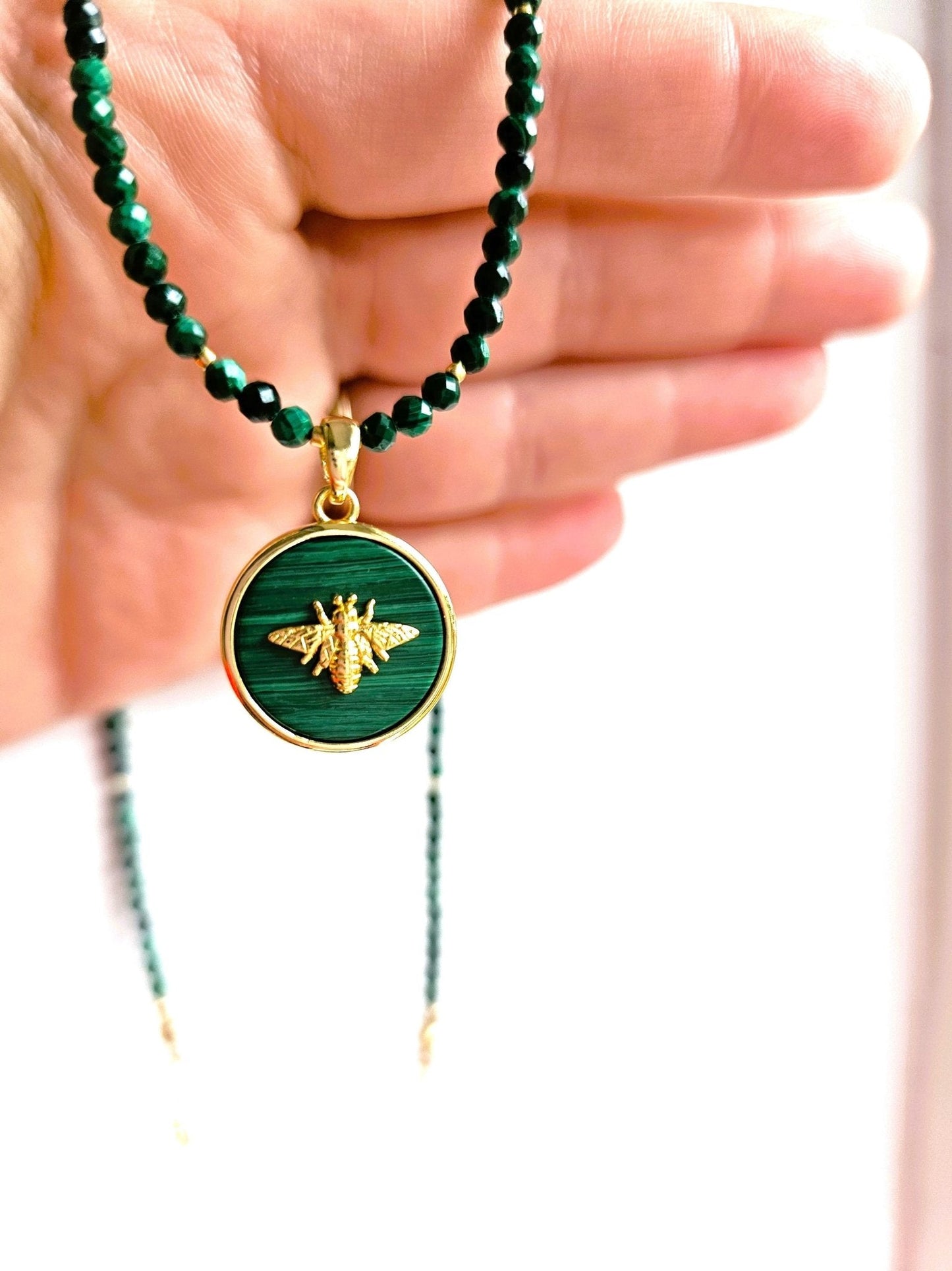 Honey Bee Malachite beaded necklace - Believe Jewellery