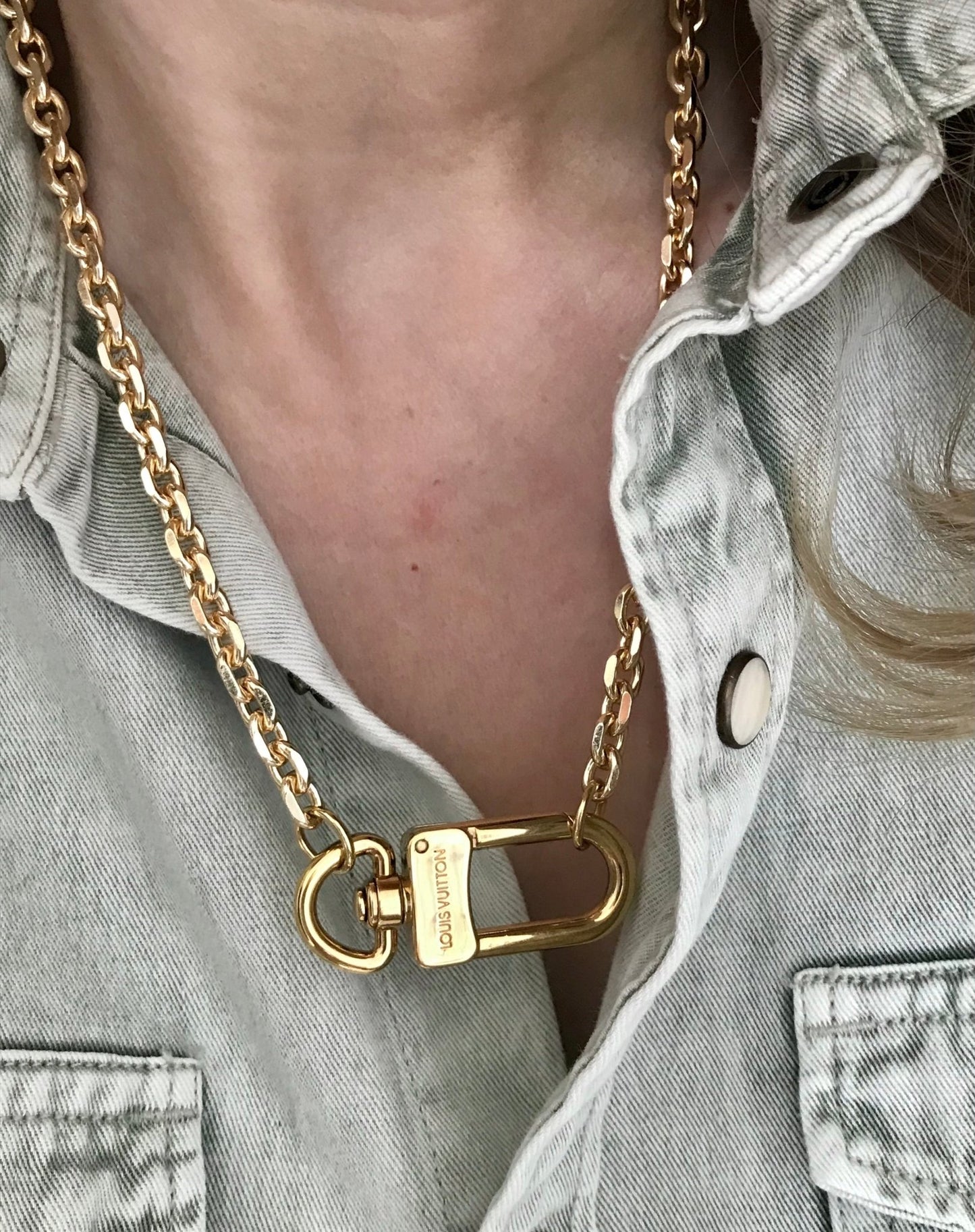 Louis Vuitton repurposed carabiner necklace - Believe Jewellery