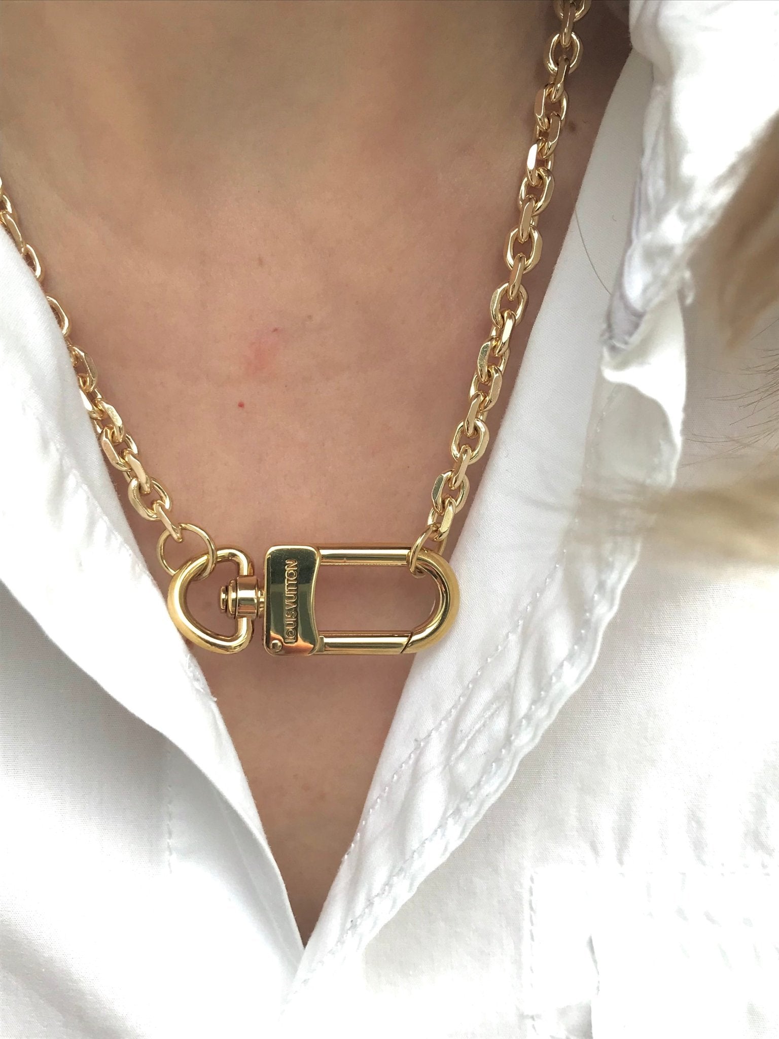 Louis Vuitton repurposed carabiner necklace - Believe Jewellery