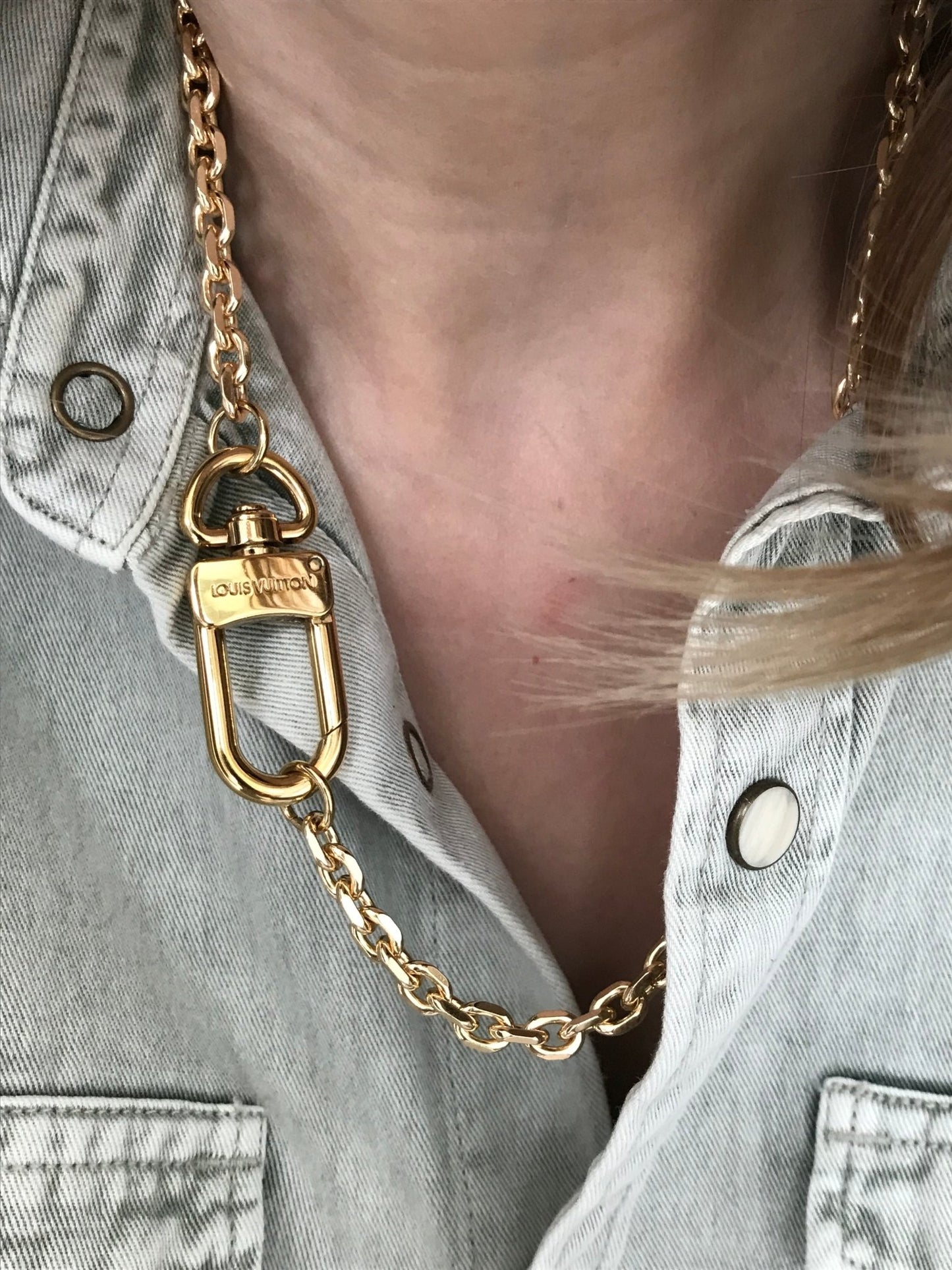 Louis Vuitton repurposed carabiner necklace - Believe Jewellery